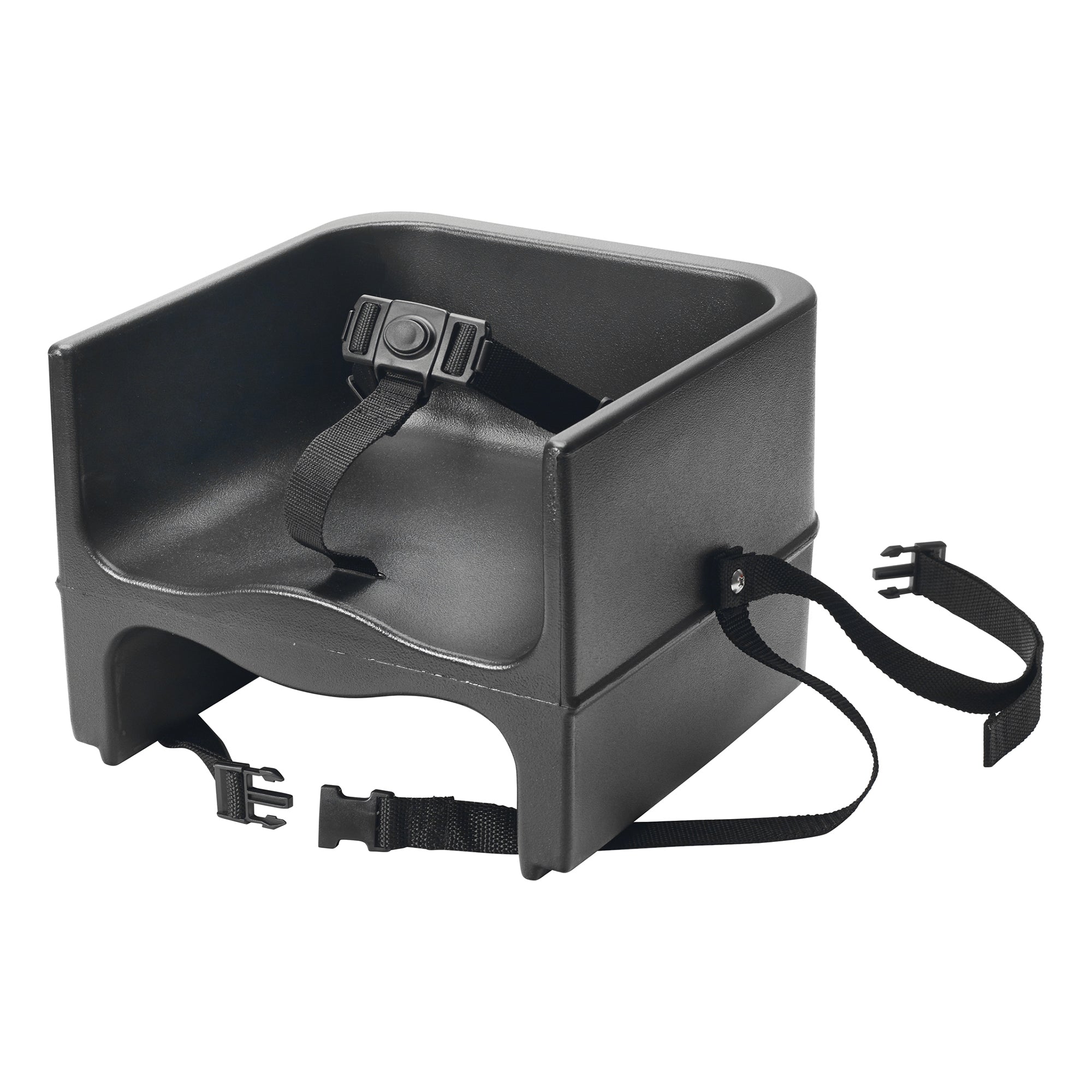 Winco Plastic Single-Sided Booster Seat with 3-Way Safety Strap - Black | Toddler Car Seat Booster for Dining Chairs & High Chairs | Safe & Comfortable Kids Booster Seat for Home & Restaurant Use