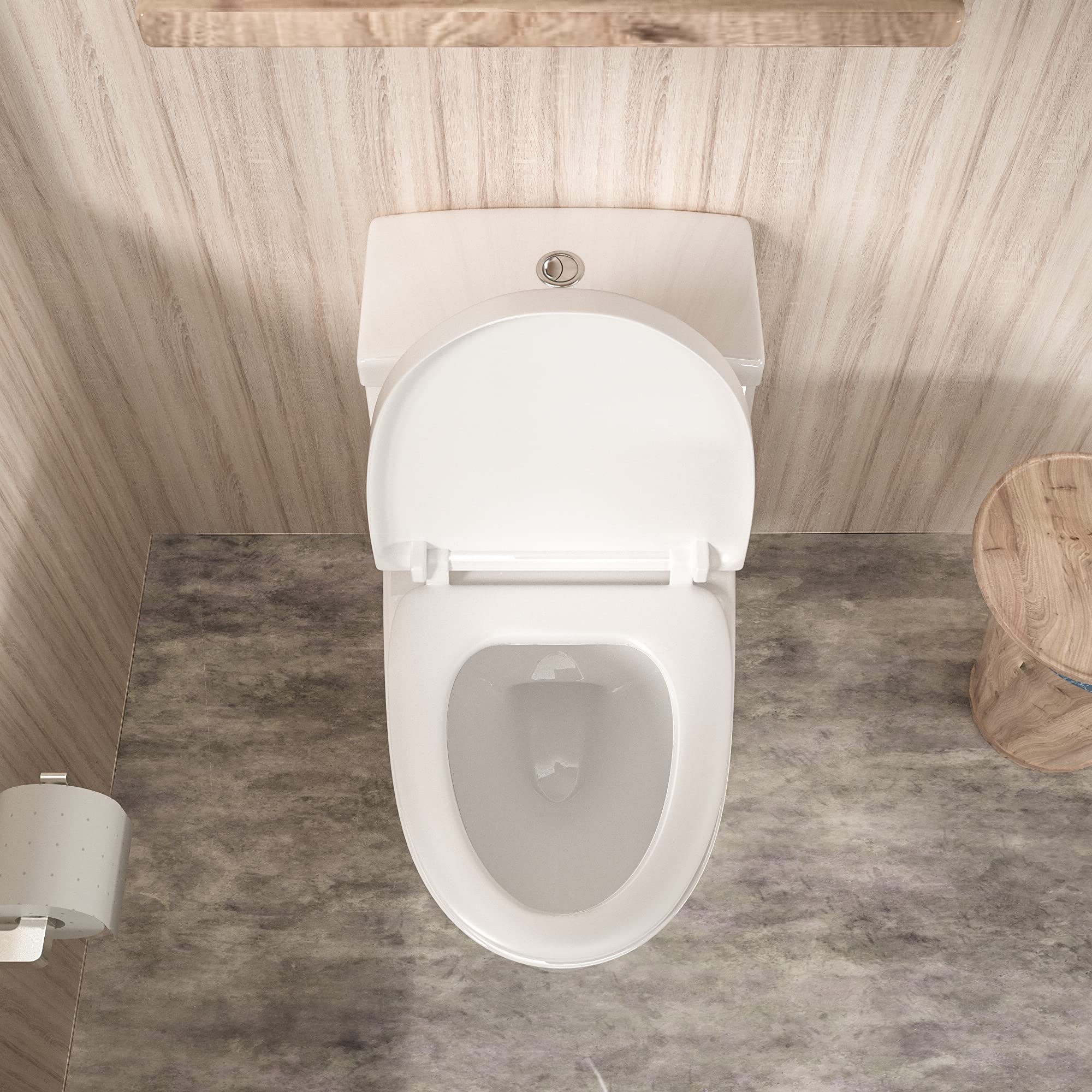Sarlai One Piece Toilet - Comfort Height Dual Flush Elongated White Ceramic Modern Bathroom Toilet with Soft Seat, 12