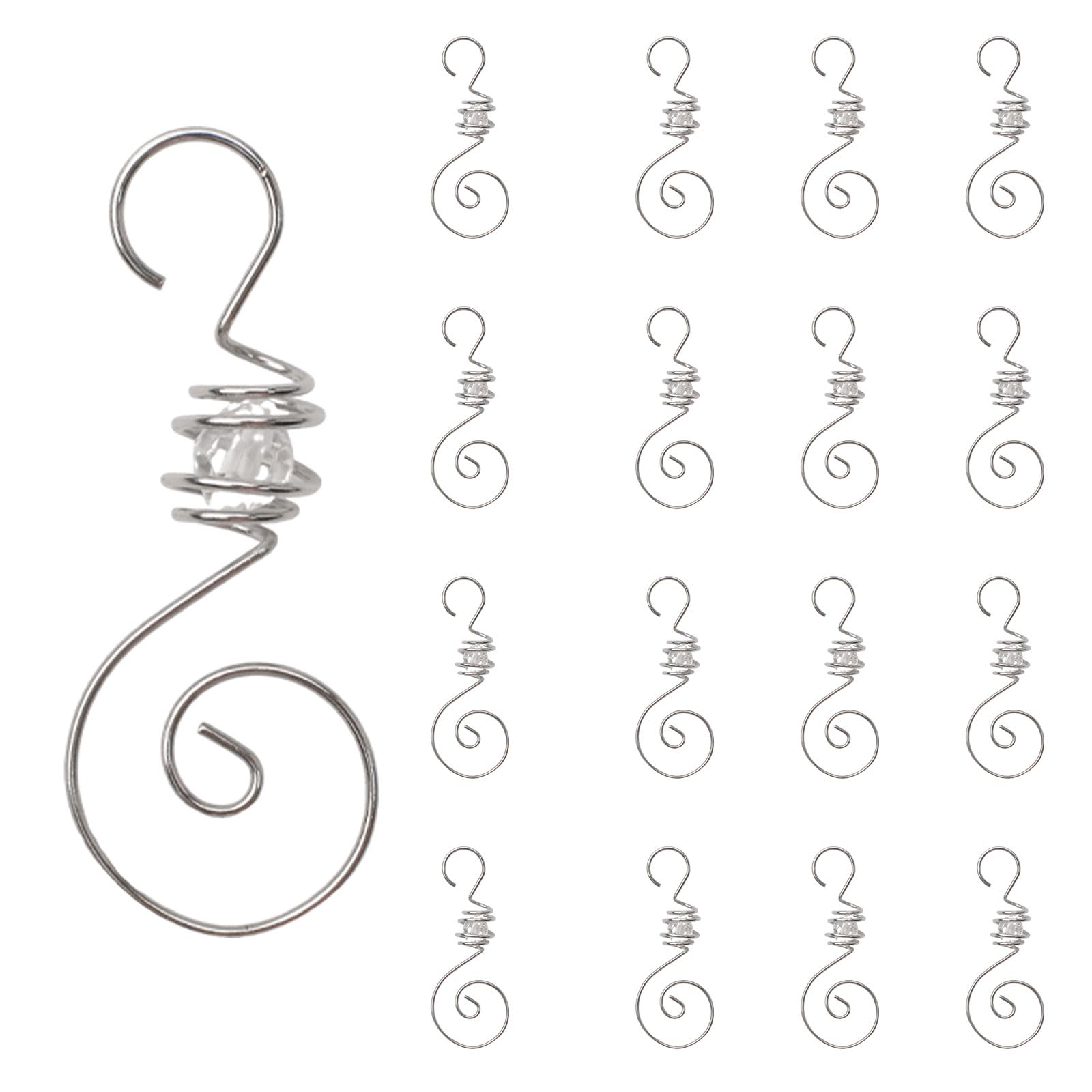 INCREWAY 24-Pack Transparent Beaded Ornament Hooks - Spiral Metal Wire Christmas Tree Hangers with Acrylic Crystal Beads for Holiday Decorations | Perfect for Hanging Ornaments, DIY Crafts & Home Holiday Decor