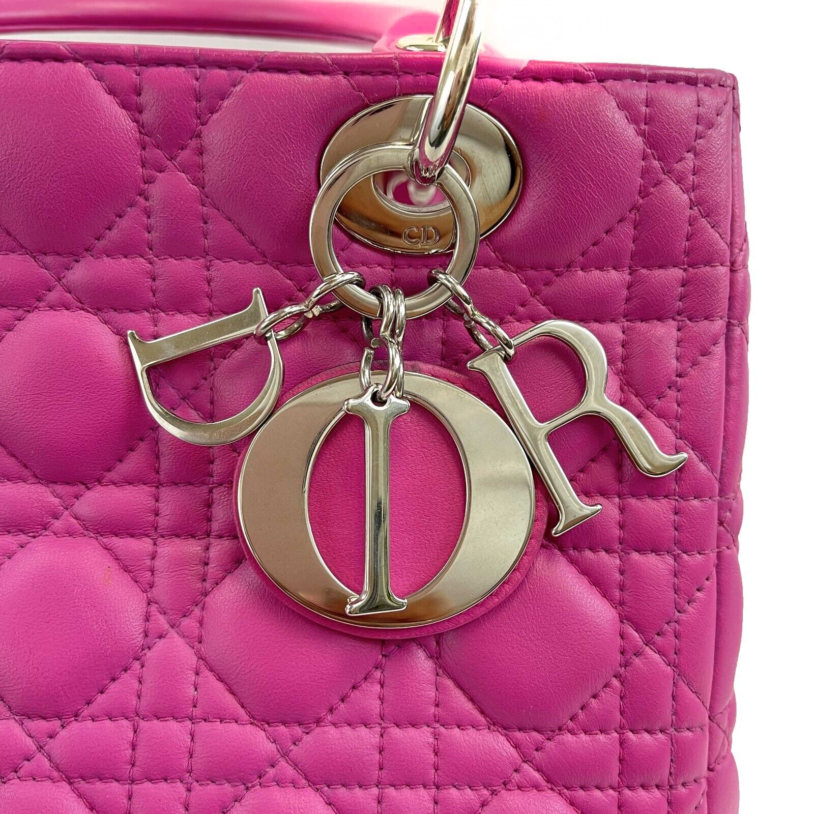 Christian Dior Lady Dior Cannage Medium Handbag in Rani Pink with Top Handle & Shoulder Strap - Perfect for Work, Evening Events & Luxury Fashion Accessories