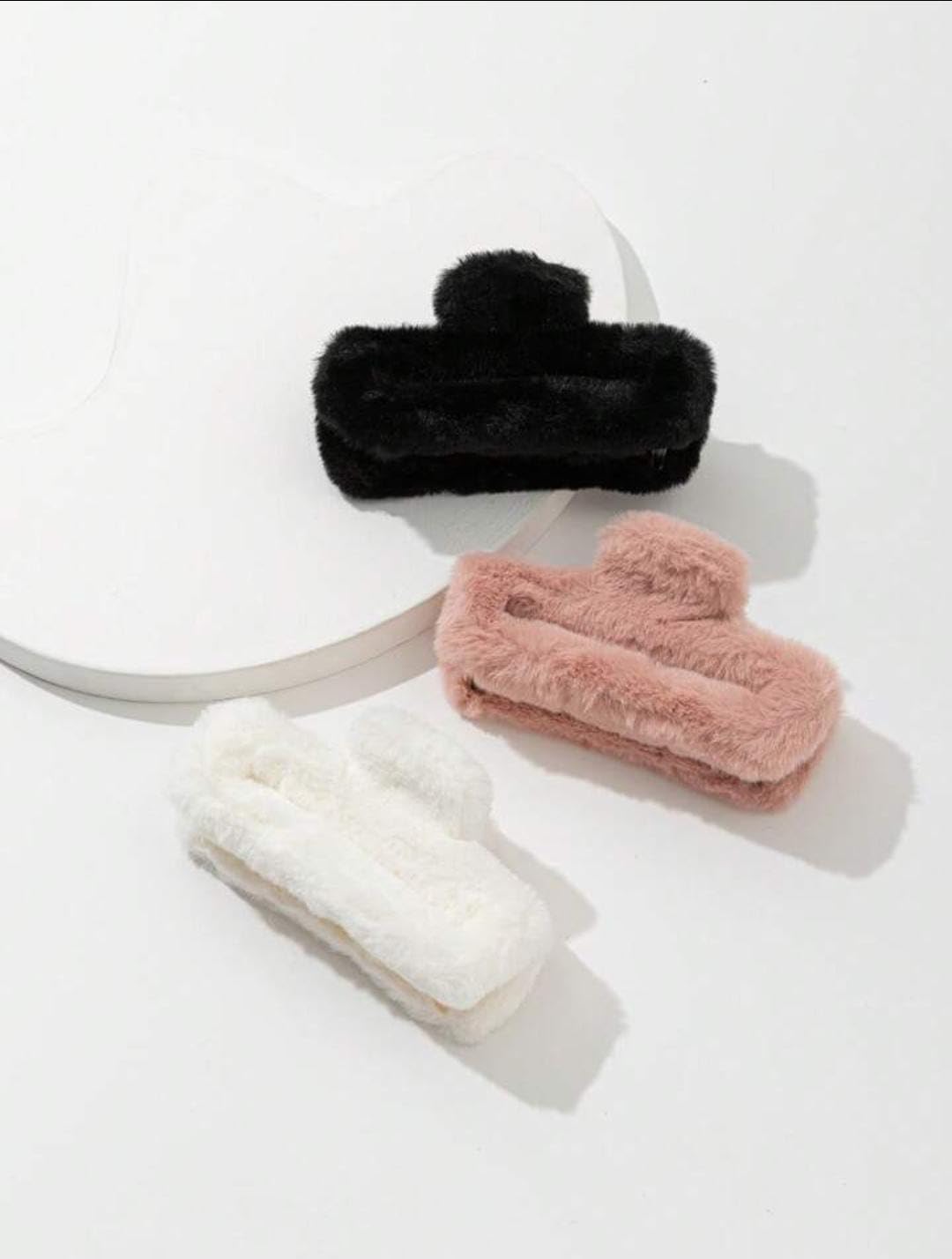 Luxury Fur Hair Claw Clips for Women & Girls - Soft Furry Hair Clutchers Set (Random Color) | Perfect for Parties, Weddings & Everyday Styling