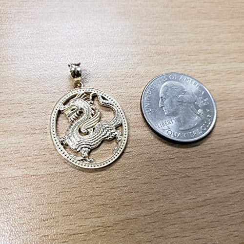 14K Yellow Gold Chinese Dragon Oval Medallion Pendant for Men & Women - Elegant Jewelry Gift for Birthday, Anniversary & Special Occasions