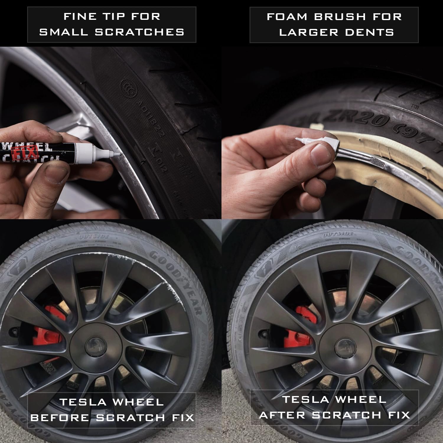 Gloss Black Rim Touch Up Paint Kit - Car Wheel Scratch Repair Kit with Paint Pen for Alloy Wheels | Universal Curb Rash & Rim Repair | Perfect for DIY Car Maintenance & Wheel Restoration