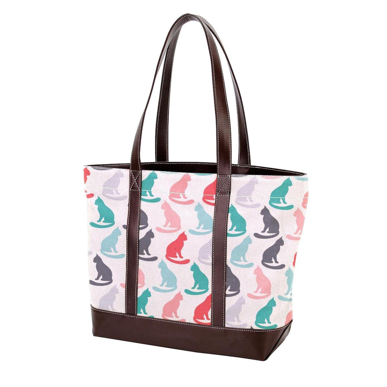 Thai Flowers Large Tote Bags for Women - Genuine Leather & Canvas Shoulder Bag with Top Handle, Boho Hobo Satchel Purse - Perfect for Beach, Travel, Shopping & Everyday Use