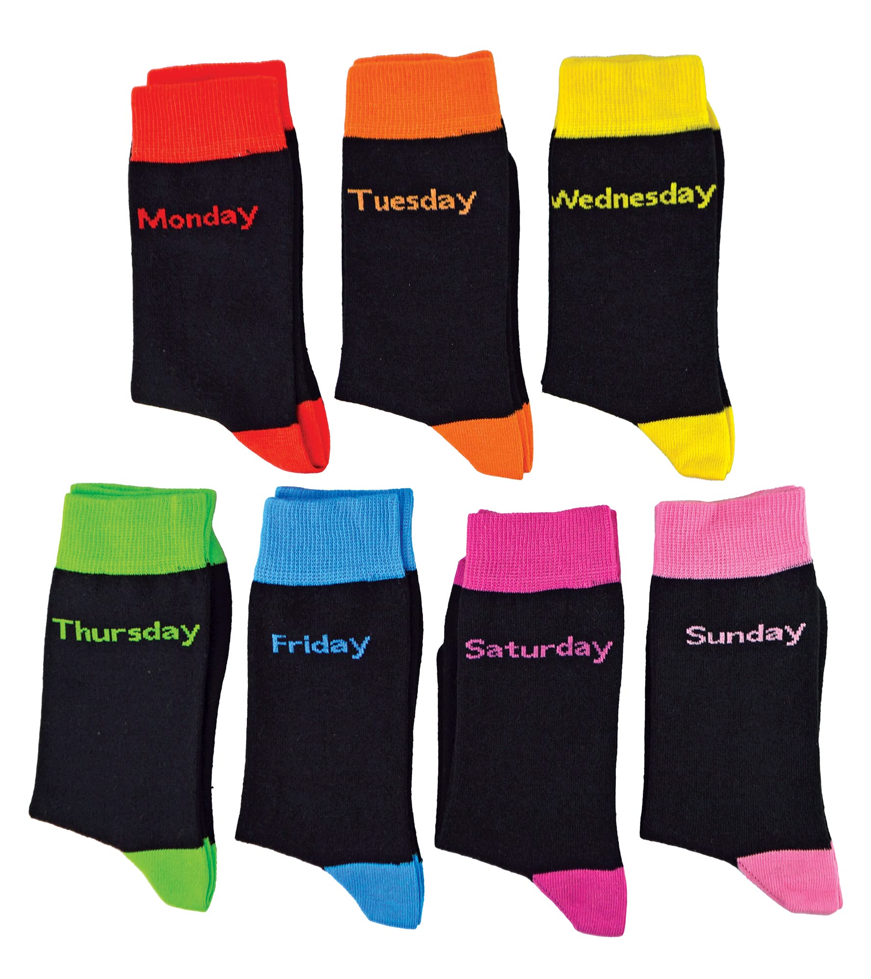 7 Pack Women's Days of the Week Socks - Novelty Dress Socks for Ladies | Fun & Comfortable Black Socks for Work, Gifts & Everyday Wear