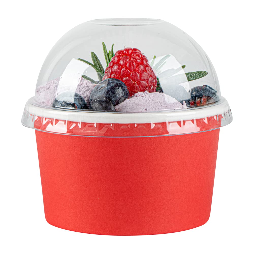 50 Pack Clear Plastic Dome Lids for 5oz Coppetta To-Go Cups - Disposable Dessert Cup Lids - Perfect for Ice Cream, Parfaits & Takeaway Desserts in Restaurants, Cafes & Bakeries