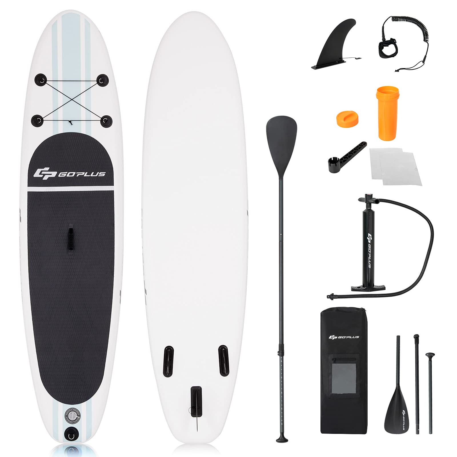 Goplus 10' Inflatable Stand Up Paddle Board (SUP) with Adjustable Paddle, Carry Bag, Manual Pump & Repair Kit - 6