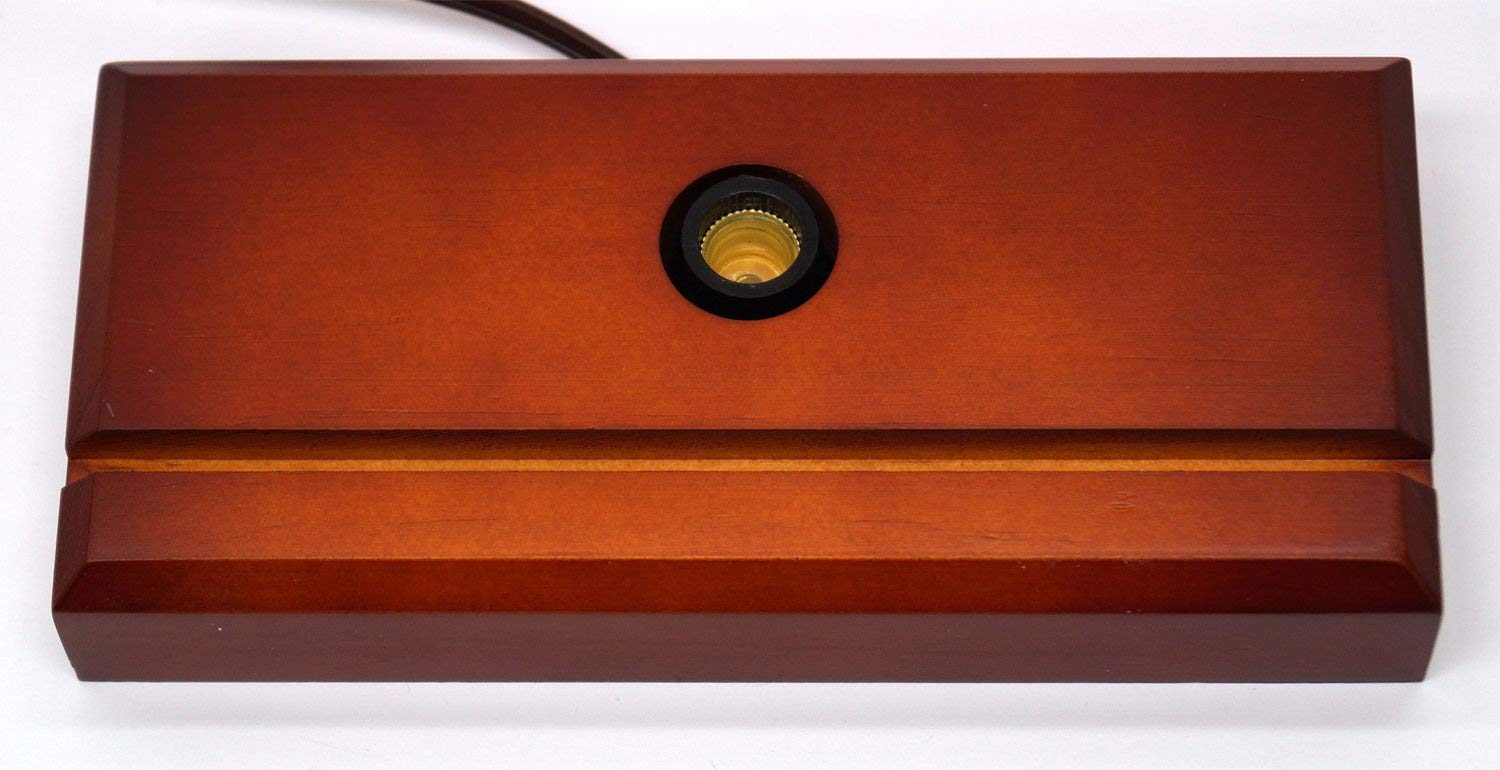 Stained Glass Supplies - Cherry Finish Rectangle Fan Lamp Base for DIY Stained Glass Projects, Home Decor, and Church Lighting