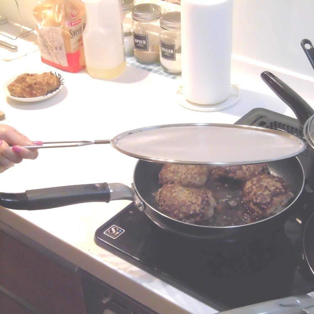 Premium 18/8 Stainless Steel Splatter Screen - 29cm (11.4 Inch) Fry Pan Cover for Safe & Mess-Free Cooking - Ideal for Frying, Sautéing, and Deep Frying in the Kitchen