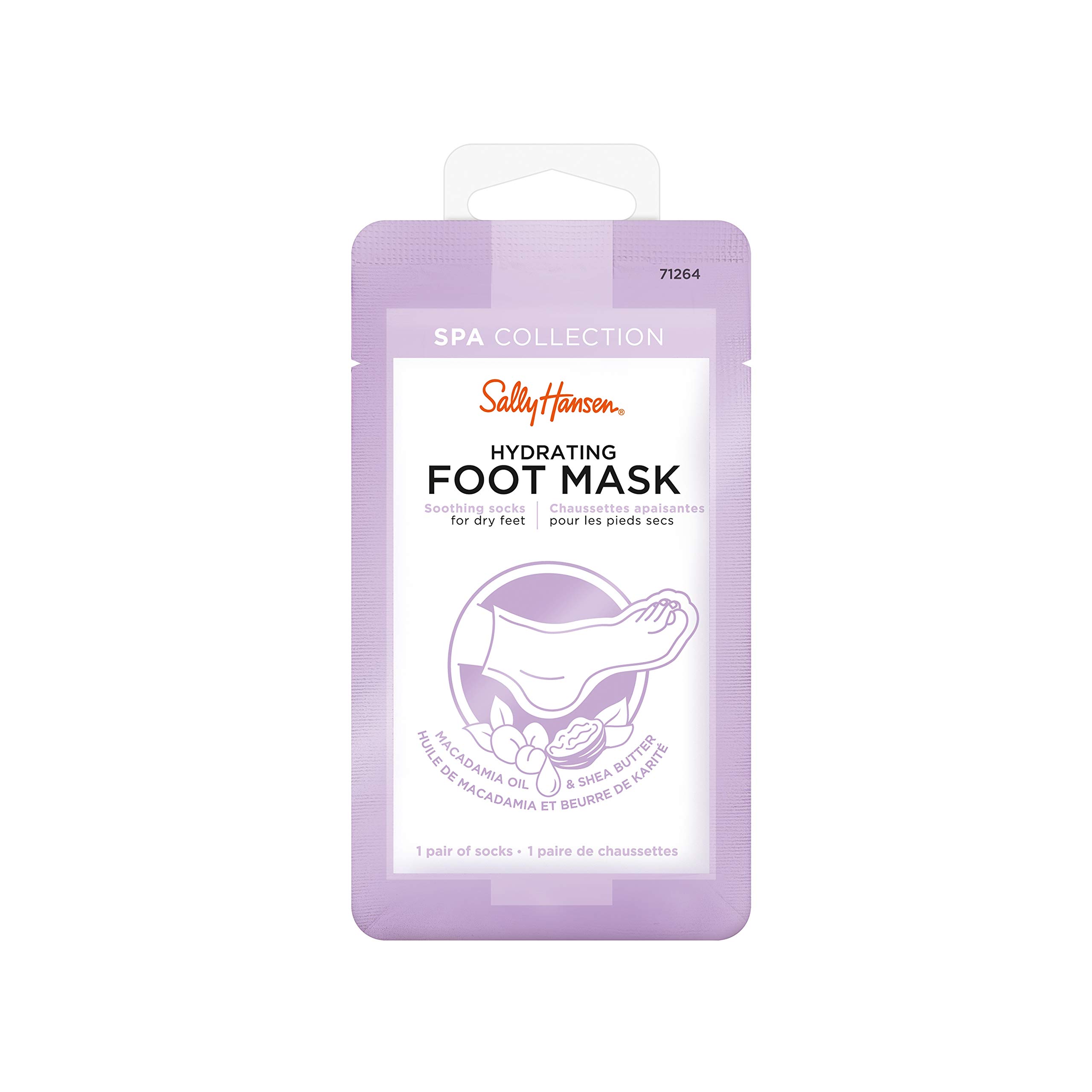 Sally Hansen Spa Collection Hydrating Foot Mask with Vitamin E, Macadamia & Shea Butter - Moisturizing Socks for Dry & Cracked Feet - Perfect for At-Home Pedicures & Foot Care Routine