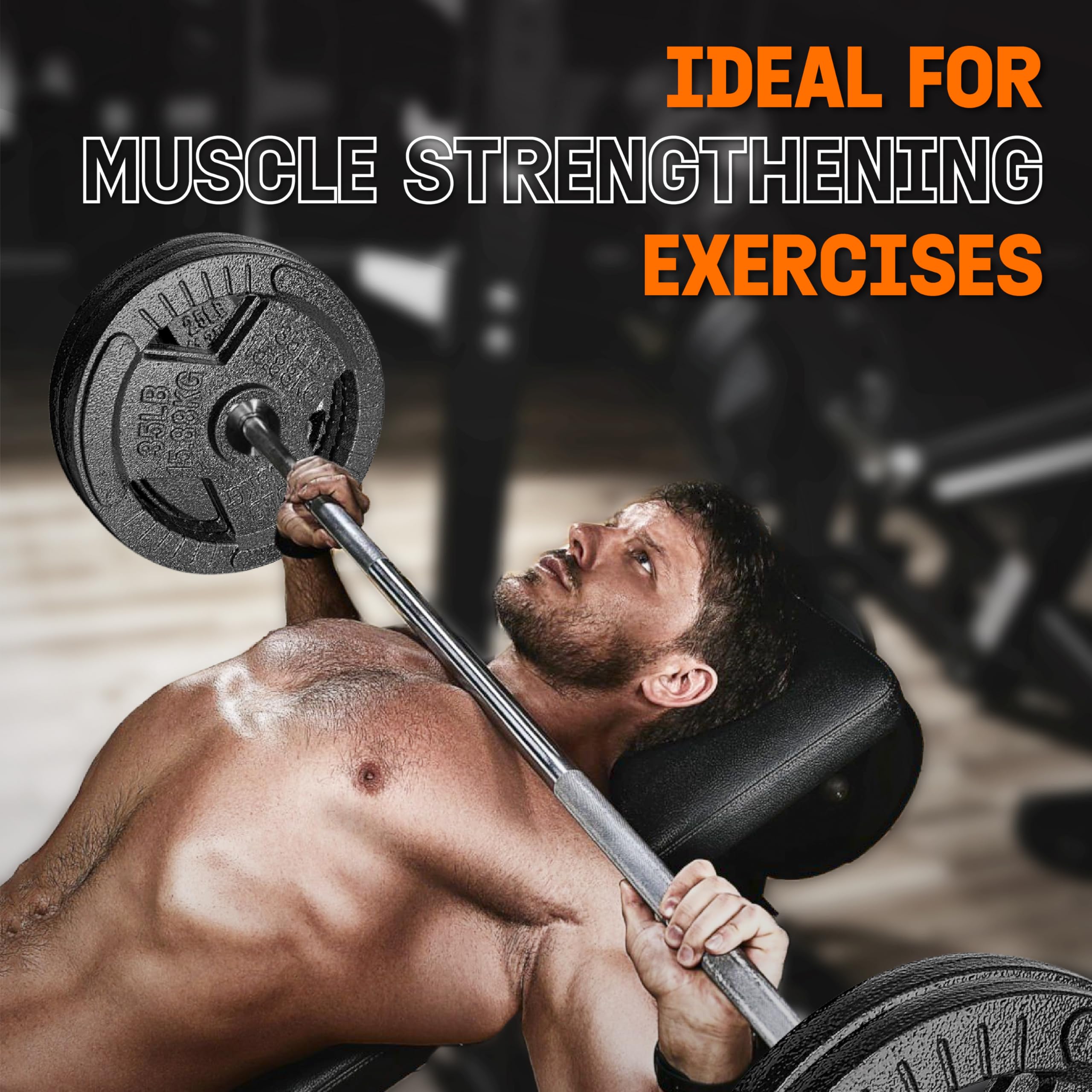 Yes4All Tri-Grip Olympic Weight Plates - 2-Inch Cast Iron Weight Plates for Strength Training & Weight Lifting - Durable Smooth Finish (Single, Pair, Set) - Perfect for Home Gym, CrossFit & Powerlifting Workouts