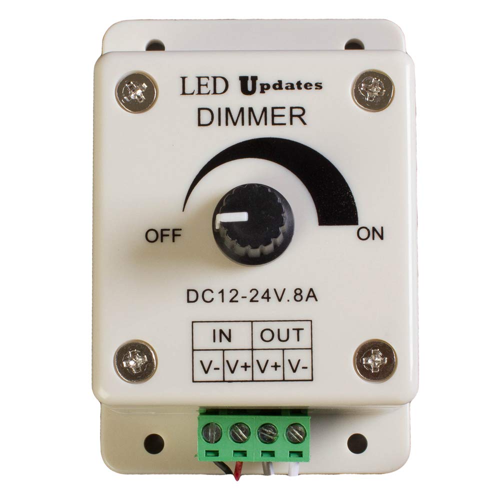 LED Light Dimmer Control with Female DC Connector Plug - Compatible with LED Strips, Modules, Under Cabinet & Makeup Mirror Lights - Works with Power Supply Drivers - Perfect for Home, Office & DIY Lighting Projects