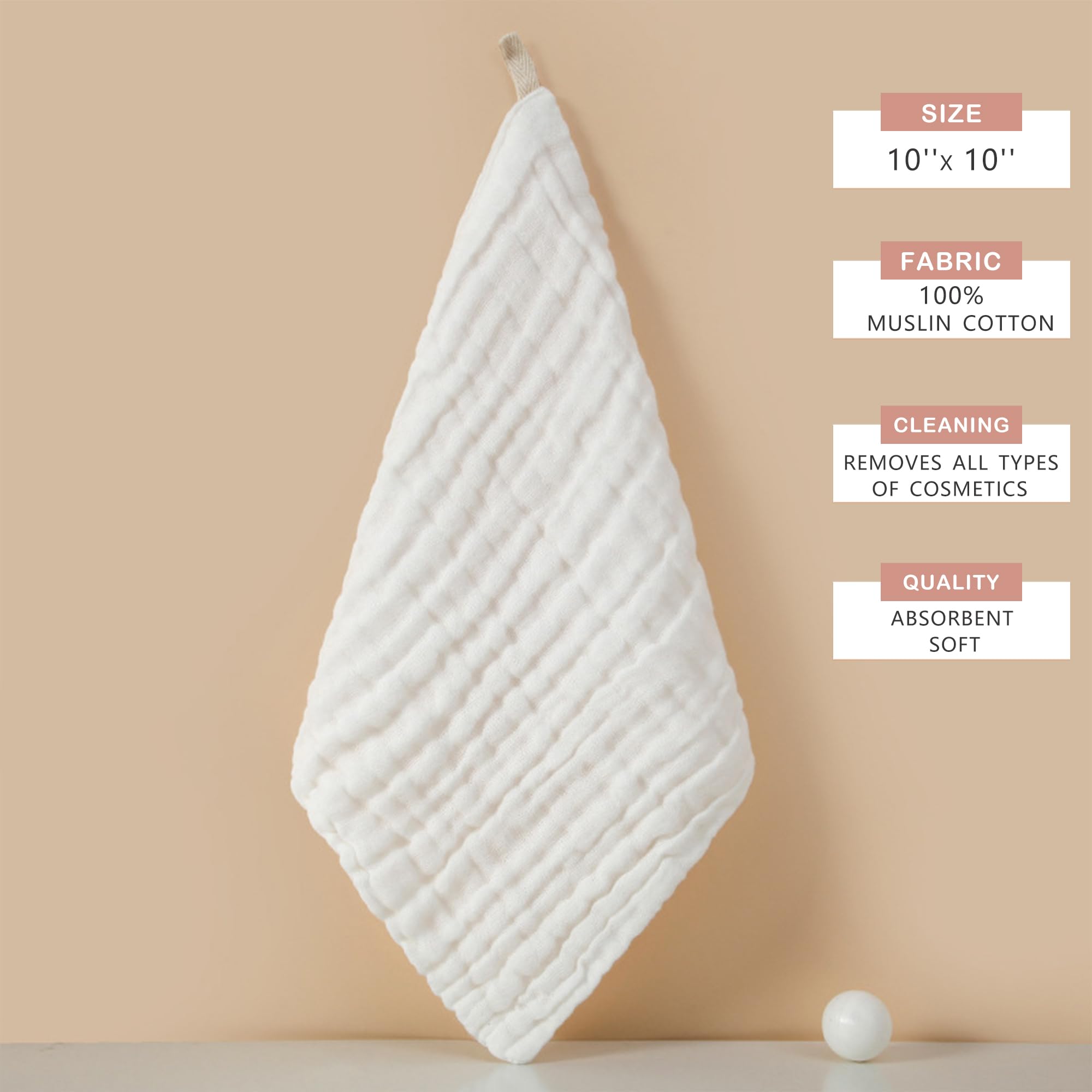 Ayesha 4-Pack Soft Makeup Remover Washcloths - Reusable Cotton Face Towels for Gentle Cleansing & Skin Care | Perfect for Daily Facial Cleansing, Makeup Removal & Travel