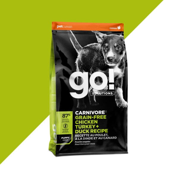 Go! Solutions Carnivore Grain-Free Dry Puppy Food - Chicken, Turkey & Duck Recipe | High-Protein Puppy Kibble for Active Dogs & Growing Puppies | Perfect for Training, Weaning & Daily Nutrition