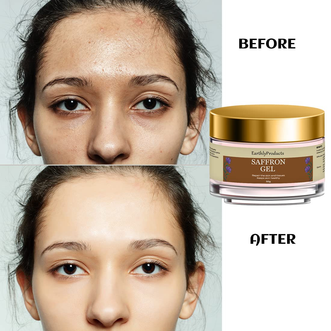 EARTHLY PRODUCTS Saffron Nourishing Face Gel - 50g for Wholesome, Smooth & Moisturized Skin | Daily Hydration & Glow Booster for Radiant Complexion