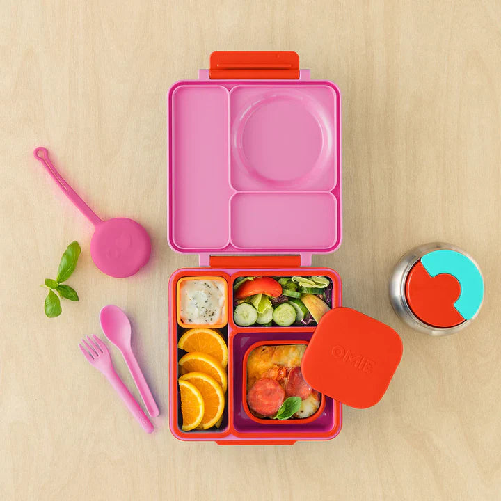OmieSnack Silicone Food Storage Container - BPA-Free, Leak-Proof, Microwave & Dishwasher Safe - Perfect for Meal Prep, Kids Lunch Box, and On-the-Go Snacks (Red)