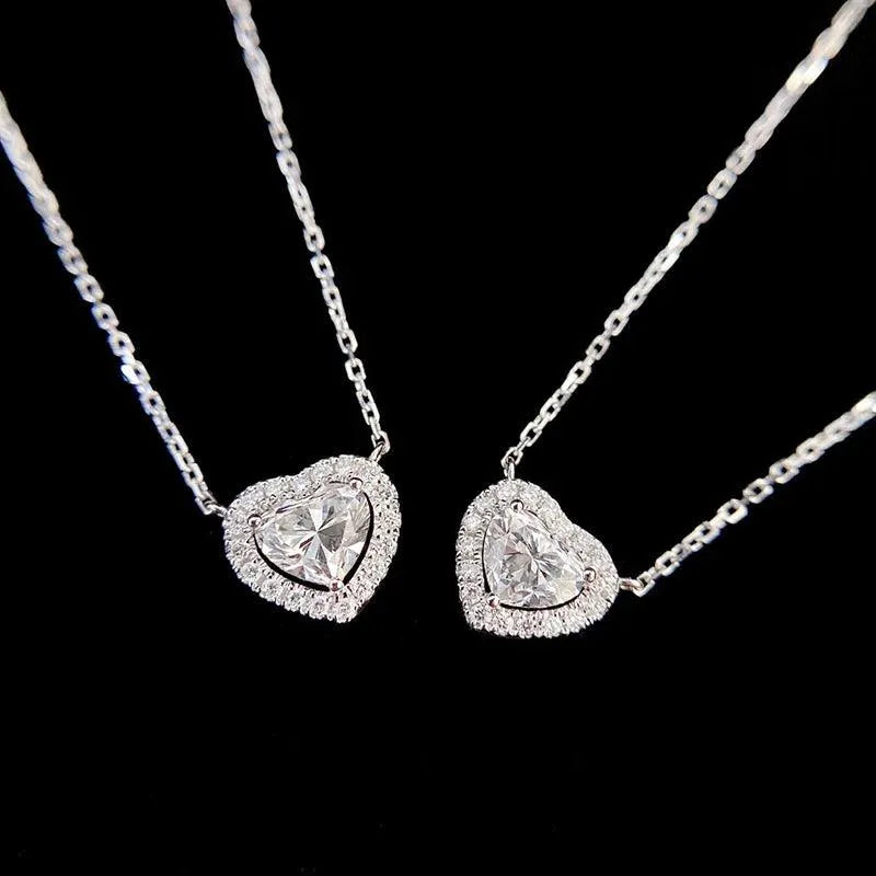 18K White Gold Heart Pendant Necklace with Real Natural Diamond - Romantic Engagement Jewelry for Women - Perfect for Anniversaries, Proposals & Special Occasions