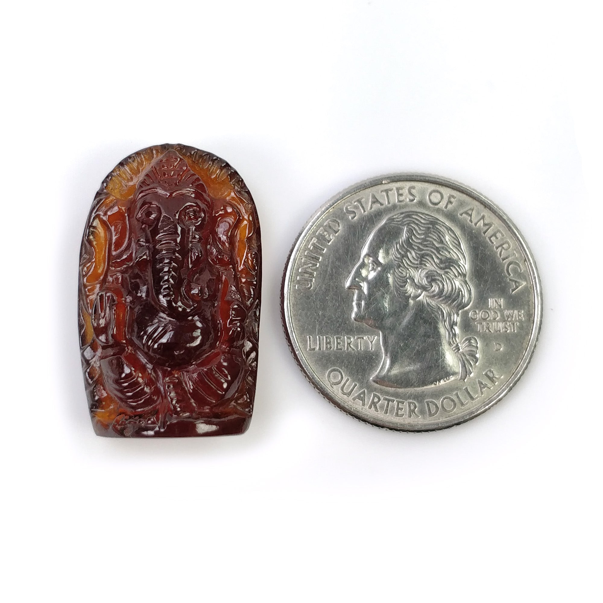 Natural Hessonite Garnet Gemstone Carving - 38.55cts Untreated Hand Carved Lord Ganesha 26x16mm | Spiritual Gift, Meditation Aid & Home Decor | Includes Video Proof of Authenticity