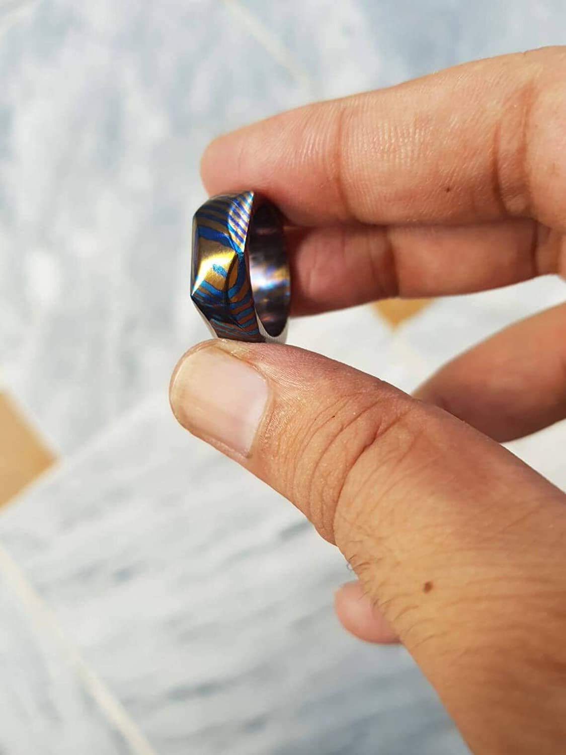 Handmade Damascus Steel Titanium Ring - Custom Comfort Fit Wedding Band for Men & Women, Unisex Modern Jewelry, Engagement & Statement Ring - Perfect for Weddings, Anniversaries & Special Occasions
