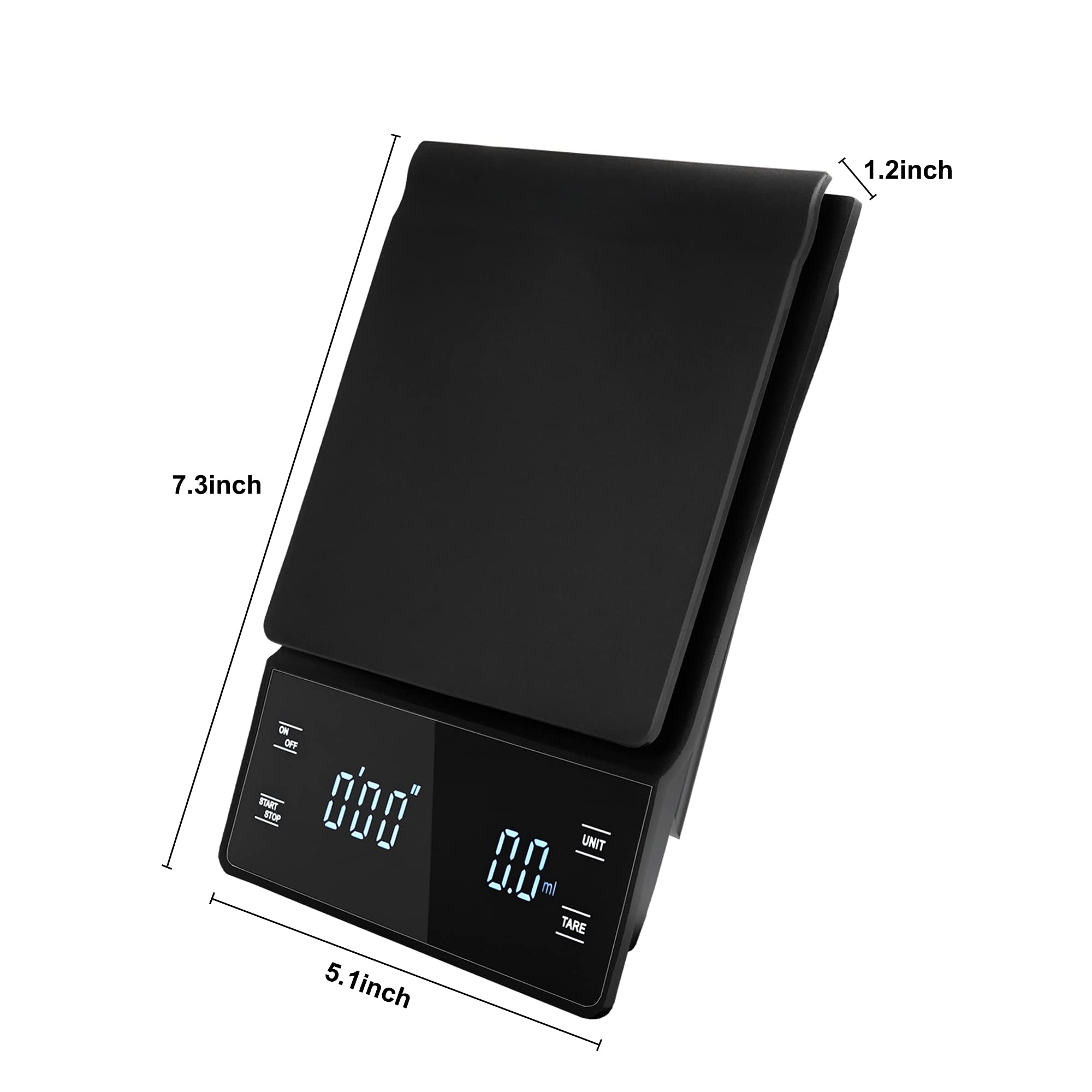 Bemece Digital Coffee Scale with Timer - 3kg/0.1g High Precision Kitchen Scale for Espresso, Pour Over & Drip Coffee - Backlit LCD Display, Includes Batteries - Perfect for Home Baristas & Coffee Shops