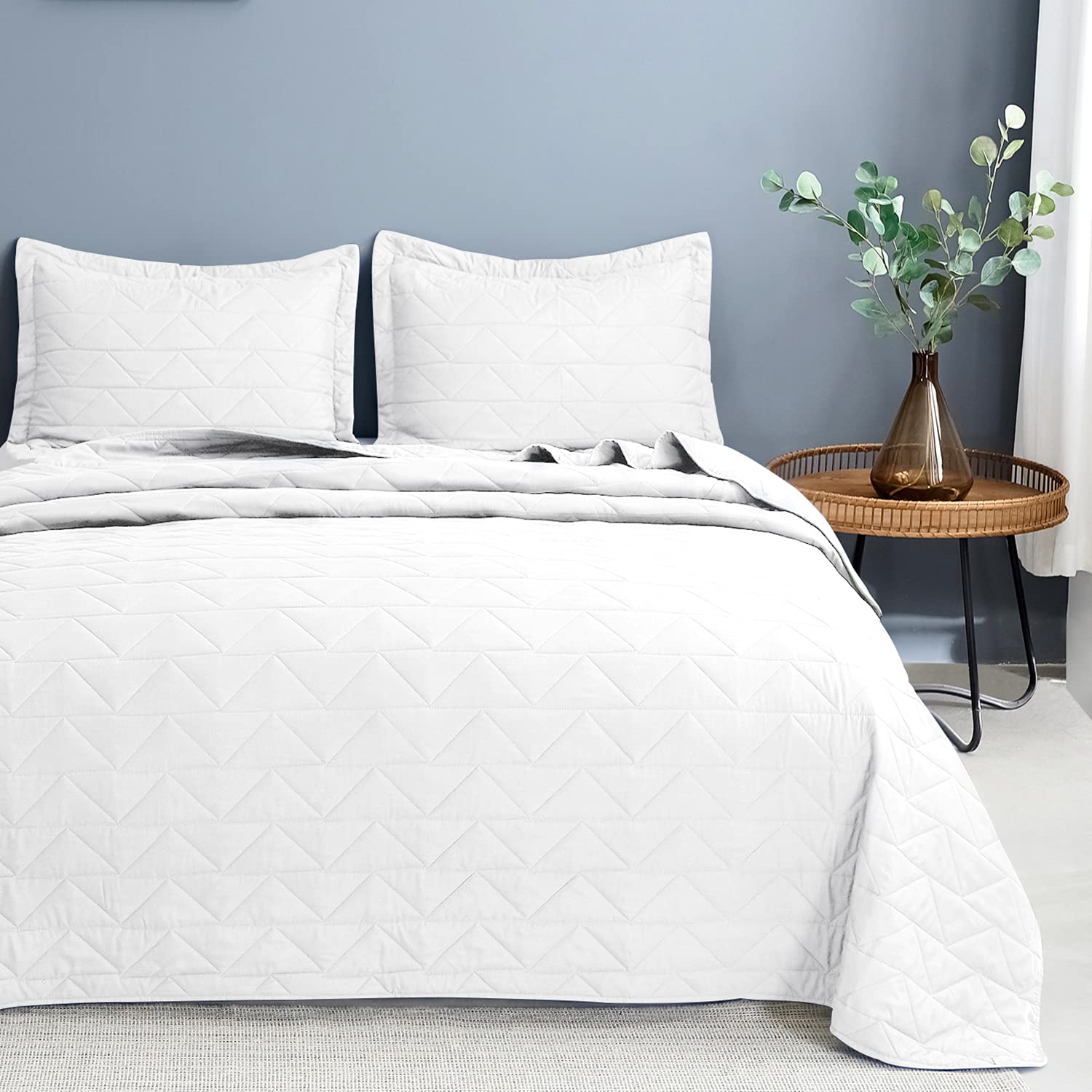 BEDELITE Twin Size Quilt Set - Lightweight Summer Bedspread with Modern Weave Pattern, Soft Coverlet & Pillow Sham (2-Piece Set, 68