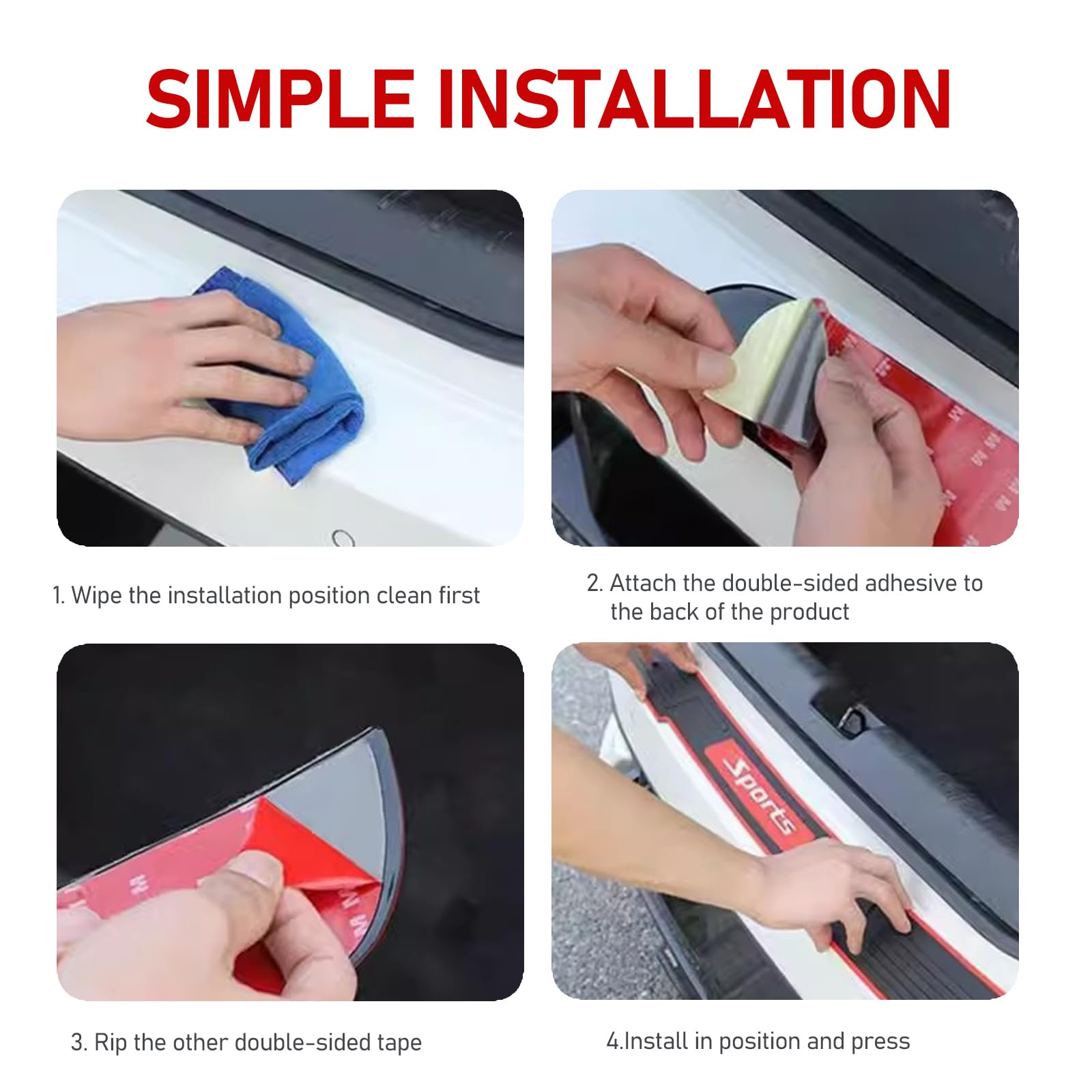 Cueclue Universal Rear Bumper Protector & Door Sill Guard Strip for Cars & SUVs - Black Car Exterior Trim Accessory for Trunk & Door Entry Protection (Perfect for Parking, Loading, and Family Use)