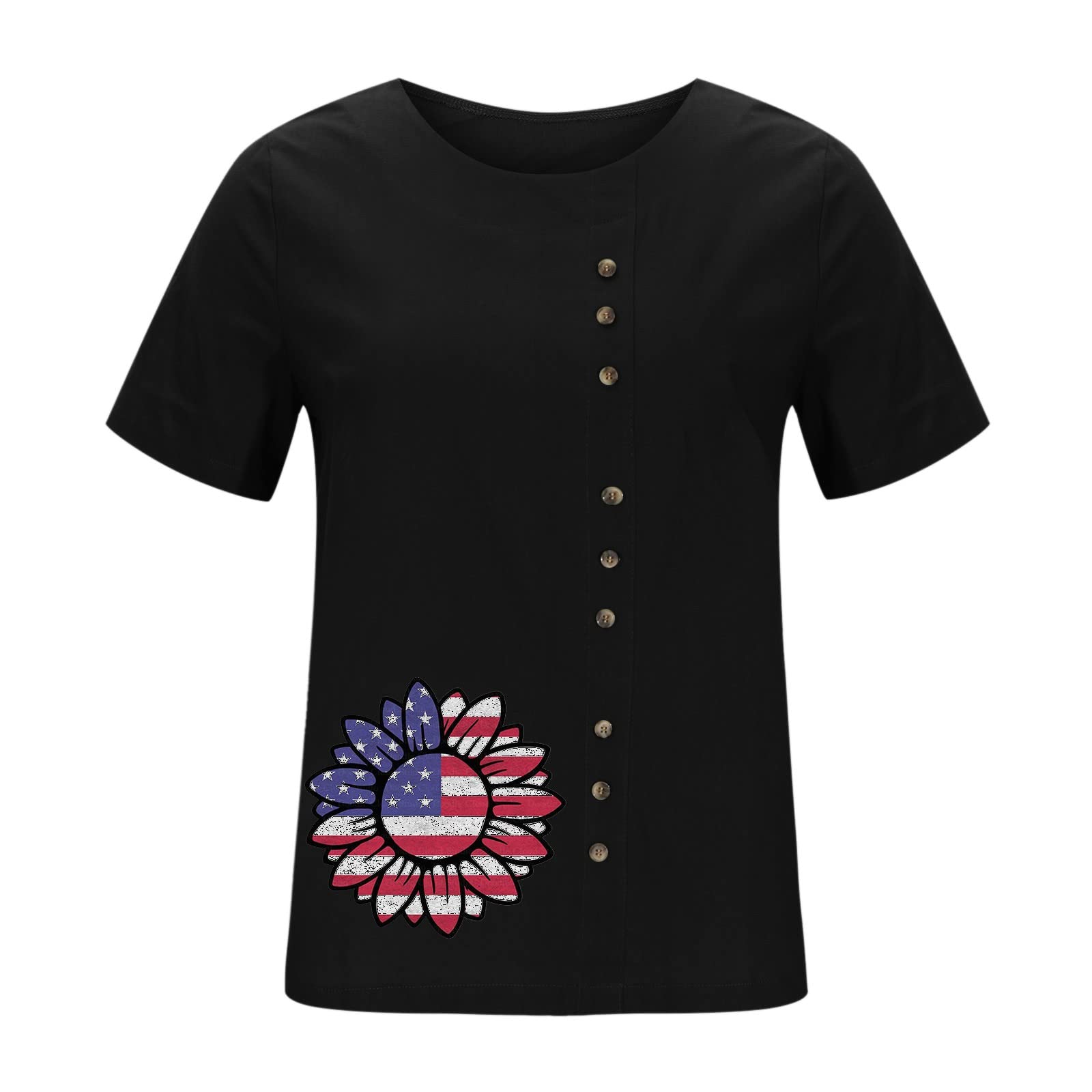 Women's Summer Tops - Breathable Cotton Linen Short Sleeve Blouse | Casual 4th of July Shirts, Trendy Tunic Tees & Loose Blouses | Perfect for Beach Outings, Picnics & Summer Parties
