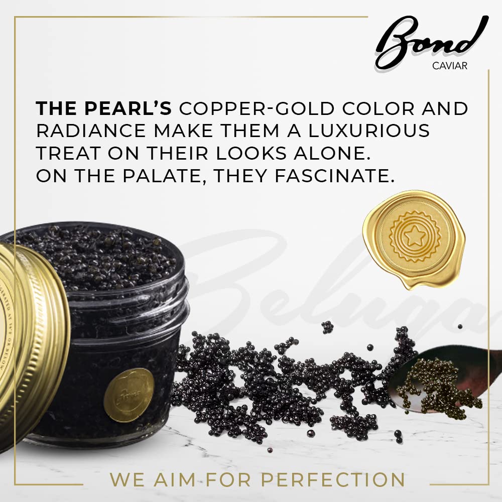 Premium White Sturgeon Caviar - Gourmet Black Caviar Roe with Glossy Golden Pearls, Malossol-Cured with Sea Salt | 3.5oz (100g) Glass Jar | Overnight Shipping | Perfect for Luxury Gifts, Fine Dining, Weddings & Special Occasions