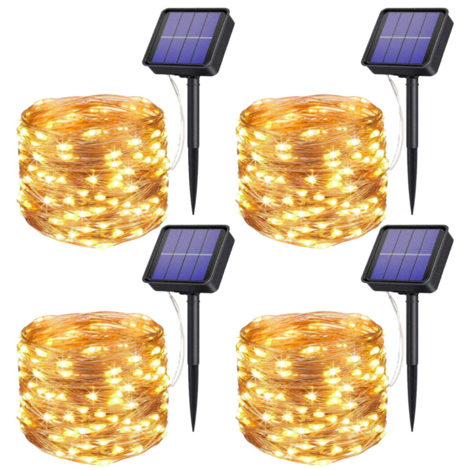 Xmifer 4 Pack Solar Fairy Lights - 400 LED Outdoor Solar String Lights, 133Ft Waterproof Copper Wire Decorative Lights for Garden, Patio, Yard, Christmas - Perfect for Outdoor Decor, Party Lighting & Holiday Displays