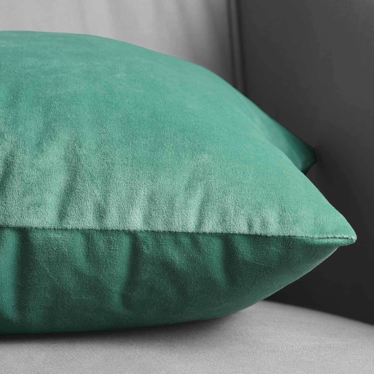 Premium Velvet Cushion Cover Set (18x18 Inches) - Aqua Mist - Signature Soft Fabric for Sofa, Bed & Home Decor - Pair of 2 - HPD Half Price Drapes VPCH-140803-CC18PR - Perfect for Living Room, Bedroom & Cozy Spaces