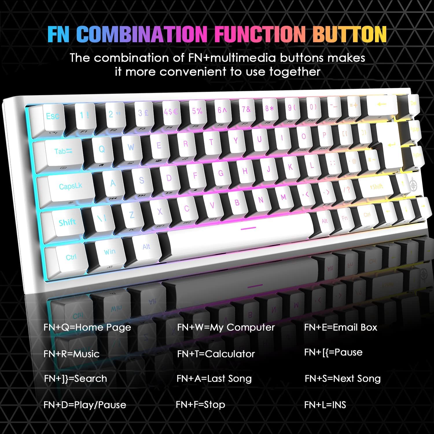 LexonElec 60% RGB Mechanical Keyboard - Red Switches for Gaming & Office Use