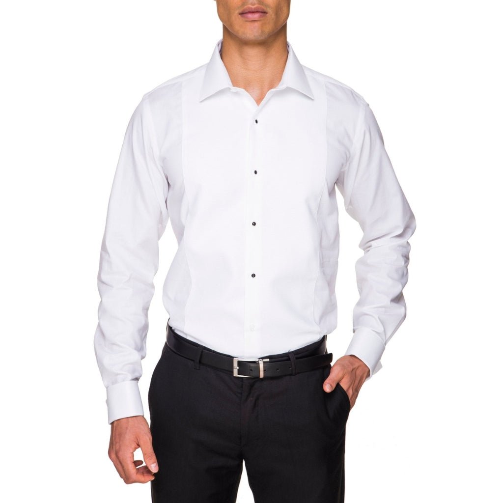 ABELARD Marcella Stud Front Peak Collar Dinner Shirt for Women - Elegant White Formal Blouse for Evening Parties, Weddings & Business Events