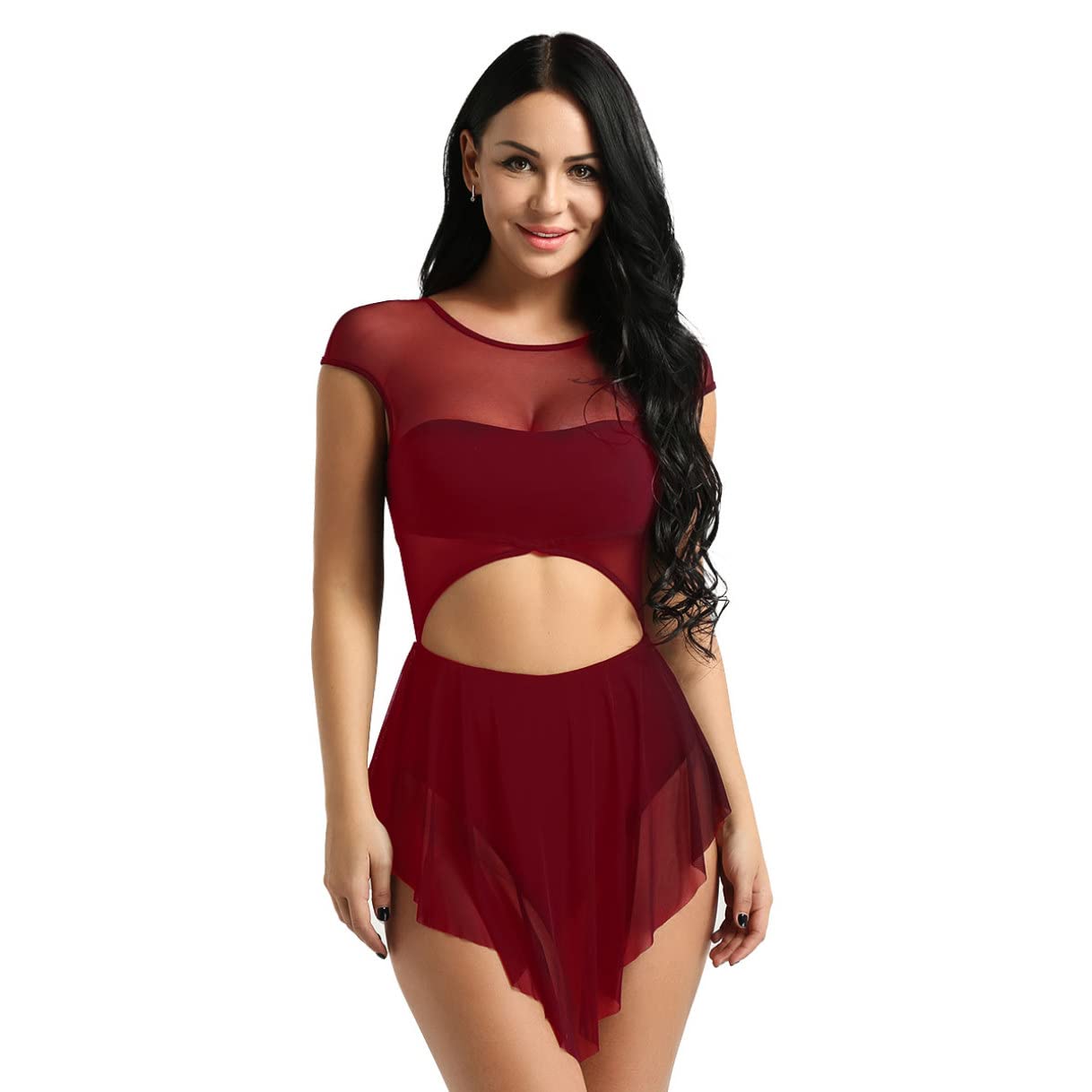 Women's Lyrical Ballet Leotard - Contemporary Dance Costume with Mesh Design for Latin & Modern Dance Performance - Perfect for Dance Recitals, Competitions & Practice