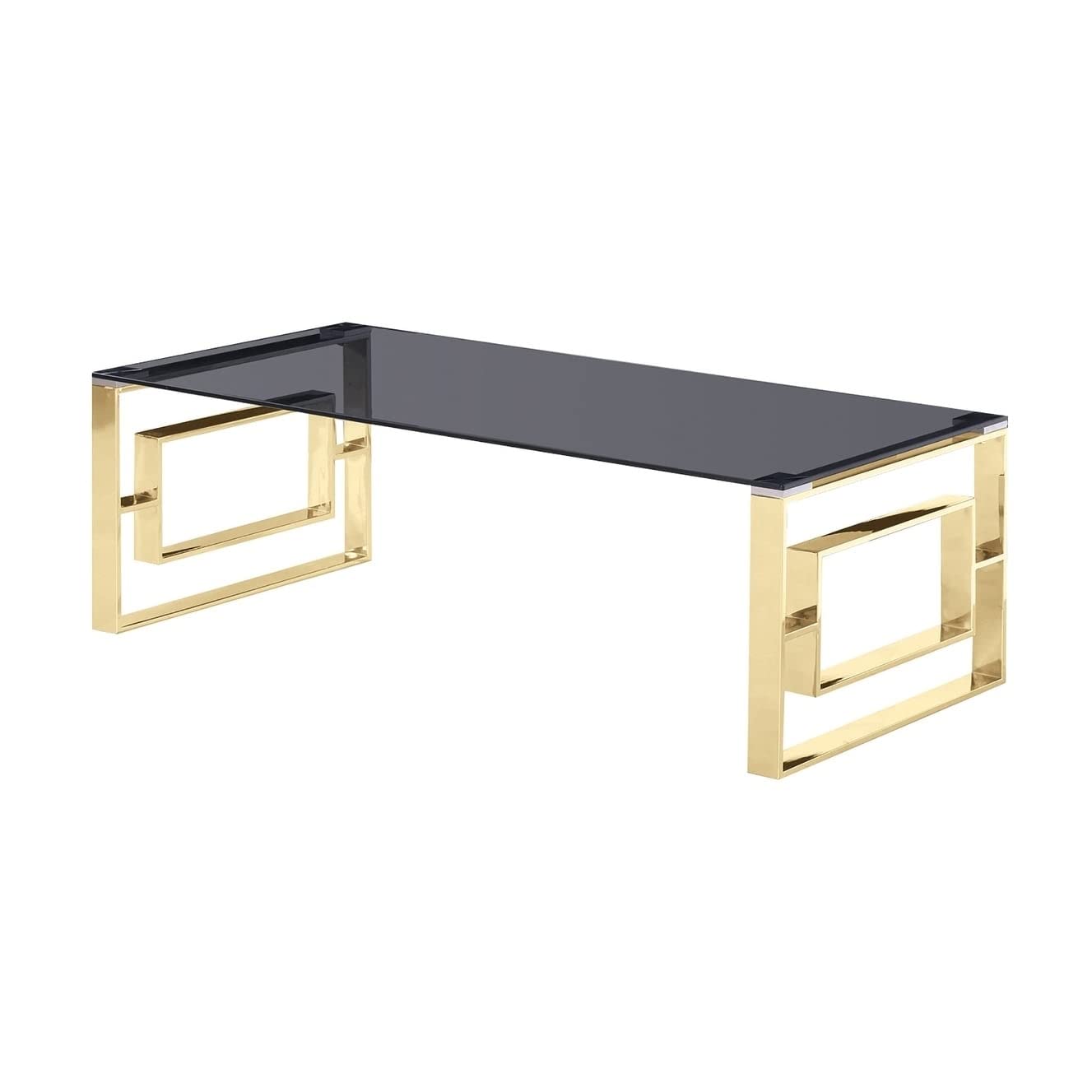 Premium Gold Master Mallory Stainless Steel & Smoked Glass Coffee Table - Modern Living Room Centerpiece for Home Decor & Entertaining