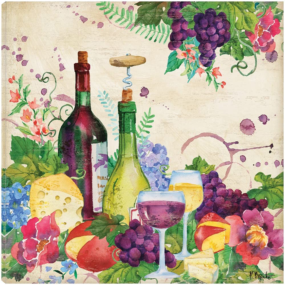 Paul Brent Siena Wine Square Fine Art Canvas Wall Decor - 22x22 Inch Ready to Hang Painting for Living Room, Bedroom, Office & More - Perfect for Home, Kitchen, Bar & Dining Room Decor