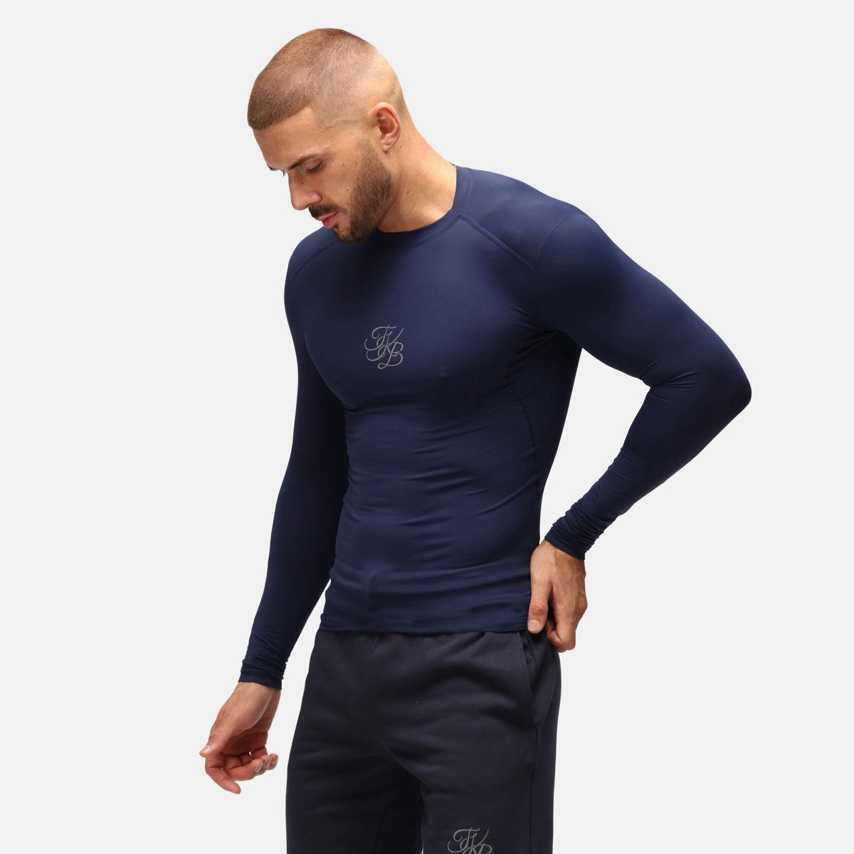 TKB Men's Navy Blue Thermal Base Layer Shirt - Warm Winter Underwear for Outdoor Activities, Hiking & Cold Weather Workouts