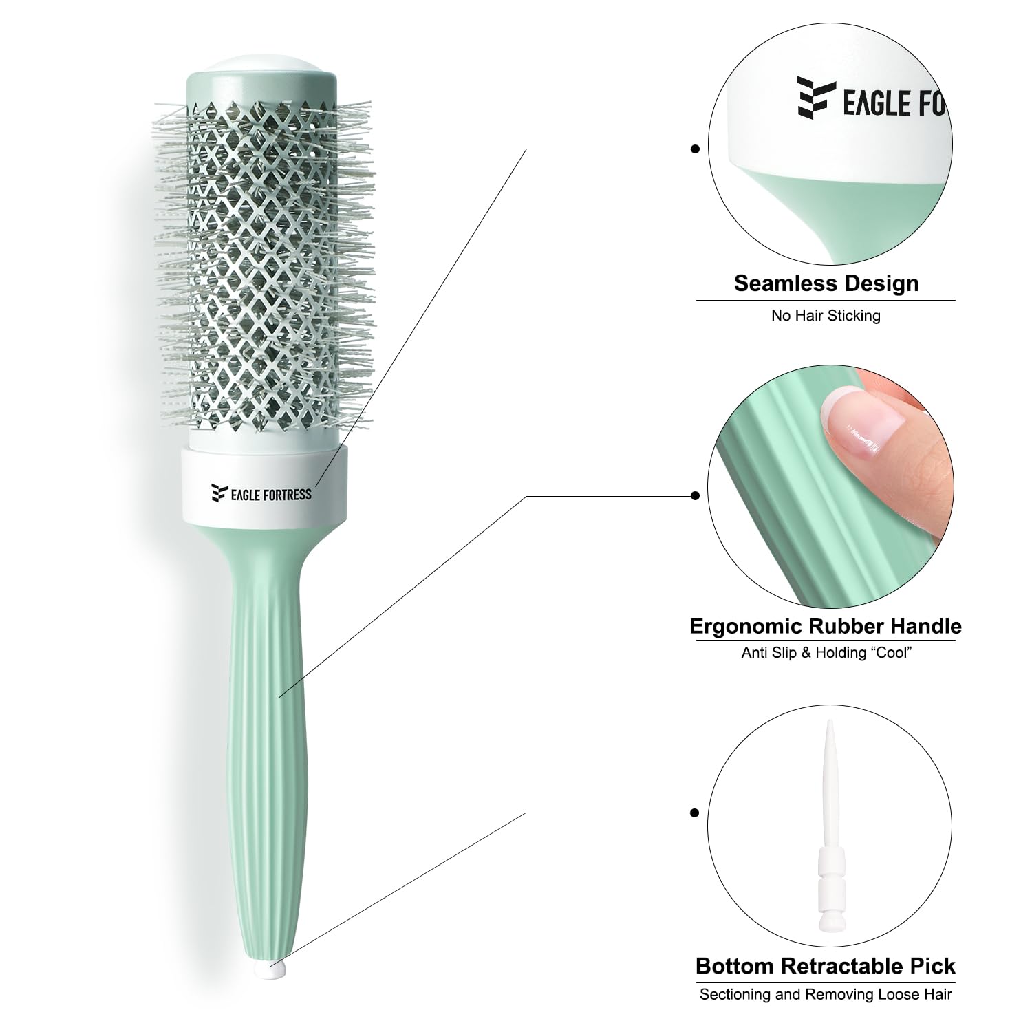 Professional Ceramic Ionic Round Hair Brush for Blow Drying & Styling - 1.69 Inch Volumizing Blowout Brush with Innovative Bristle Design for Bangs, Smoothing & Salon-Quality Results - Perfect for Home Use & Professional Styling