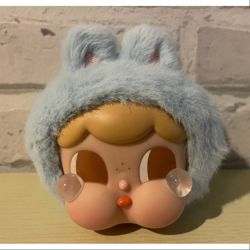 Crybaby Cringe Blob Vinyl Face Plush Pendant Keychain - Kawaii Bunny Blue Plushie for Backpacks, Bags & Phone Charms | Cute Collectible Anime Gift