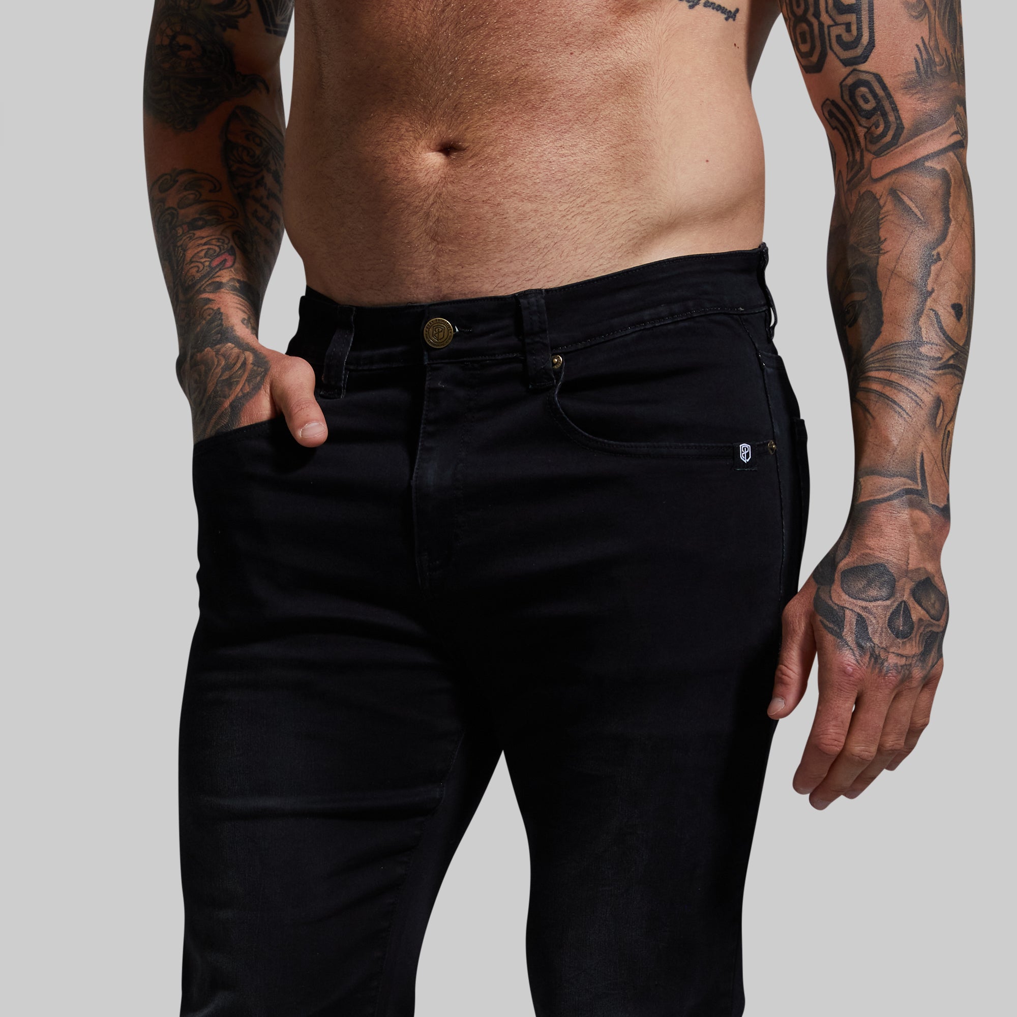 FLEX Stretchy Athletic Fit Jeans for Men & Women - Comfortable Slim Fit Denim Pants (Black) - Perfect for Workout, Yoga, Gym & Casual Wear