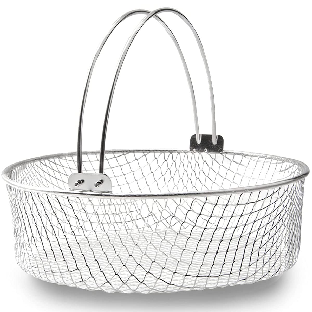 21CM 304 Stainless Steel Air Fryer Mesh Basket with Handle - Crisper Basket for Air Fryer Accessories | Perfect for Healthy Cooking, French Fries, Chicken Wings & Vegetables in Home Kitchen