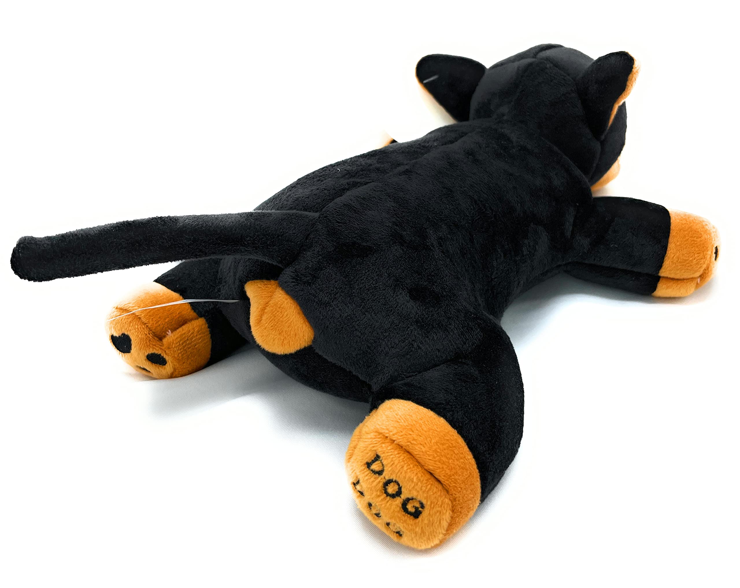 Doberman Stuffed Animal Dog Toy - Black and Tan Plush with Pointed Ears | Cute Interactive Puppy Chew Toy for Training, Cuddling & Playtime