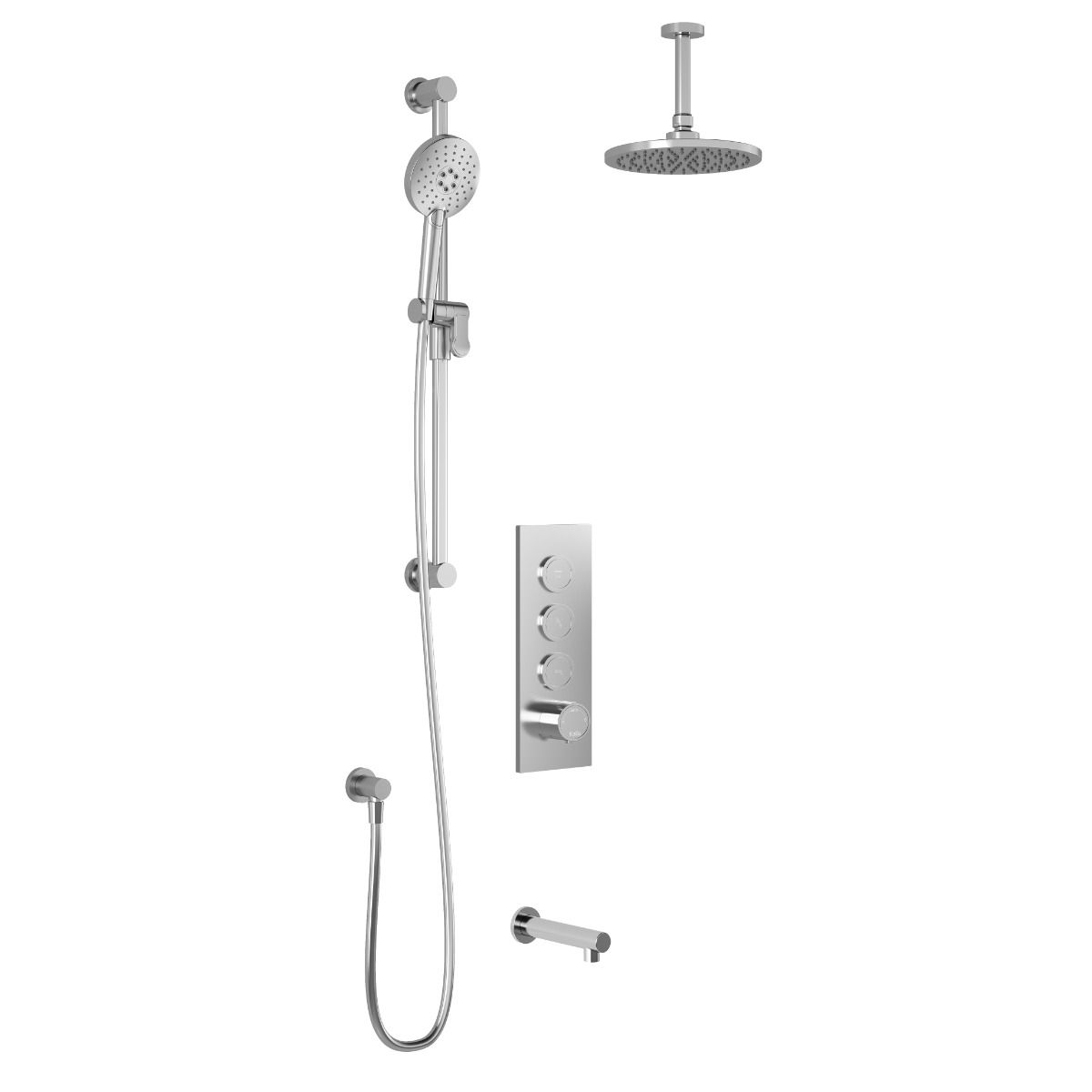 KALIA ROUNDONE TB3 Shower System with Wall or Ceiling Arm in Chrome Finish - Luxury Bathroom Upgrade for Modern Homes & Spa Experience