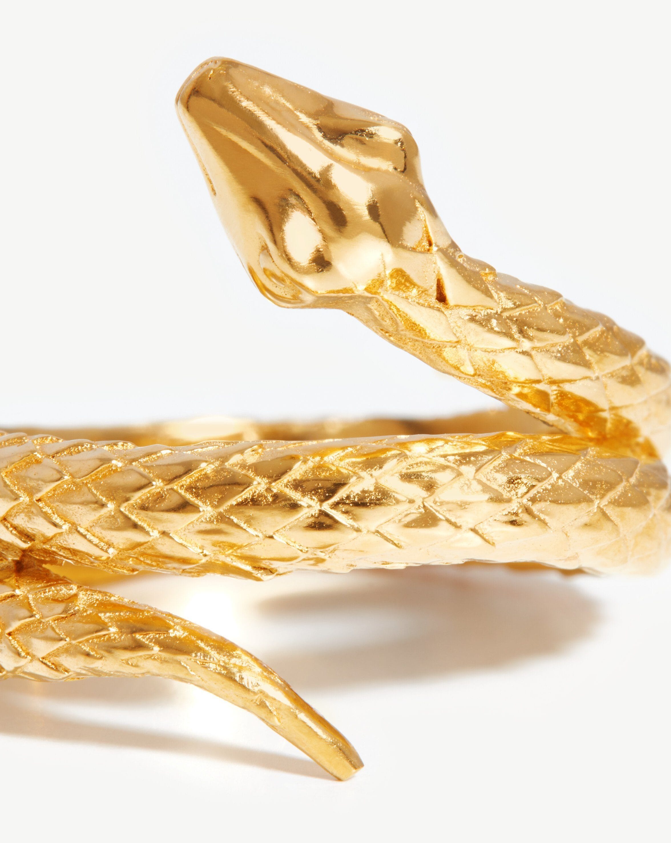 Harris Reed Coiled Serpent Ring - 18k Gold Plated Statement Jewelry for Women | Elegant Snake Ring for Parties, Date Nights & Special Occasions