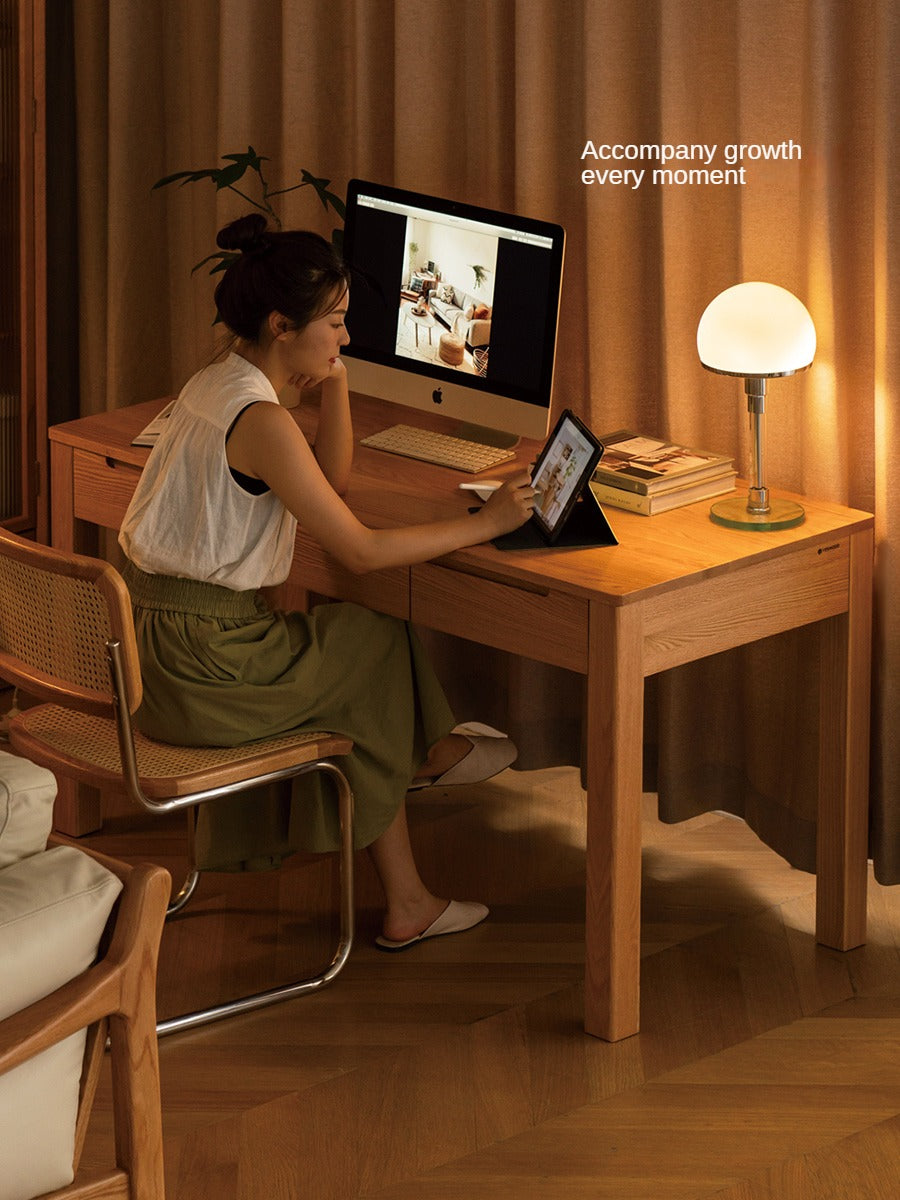 Premium Solid Wood Office Desk - Oak & Beech - Modern Home Office Furniture for Remote Work & Study