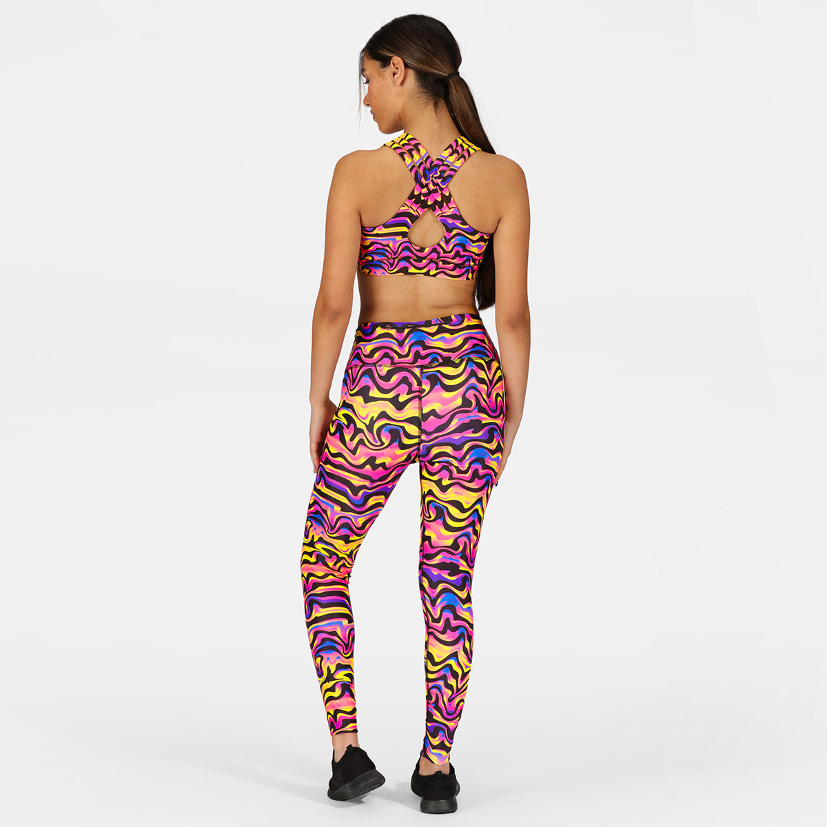 Coral Waves High Waist Yoga Leggings for Women - Comfortable Workout Pants for Running, Gym & Lounge Wear