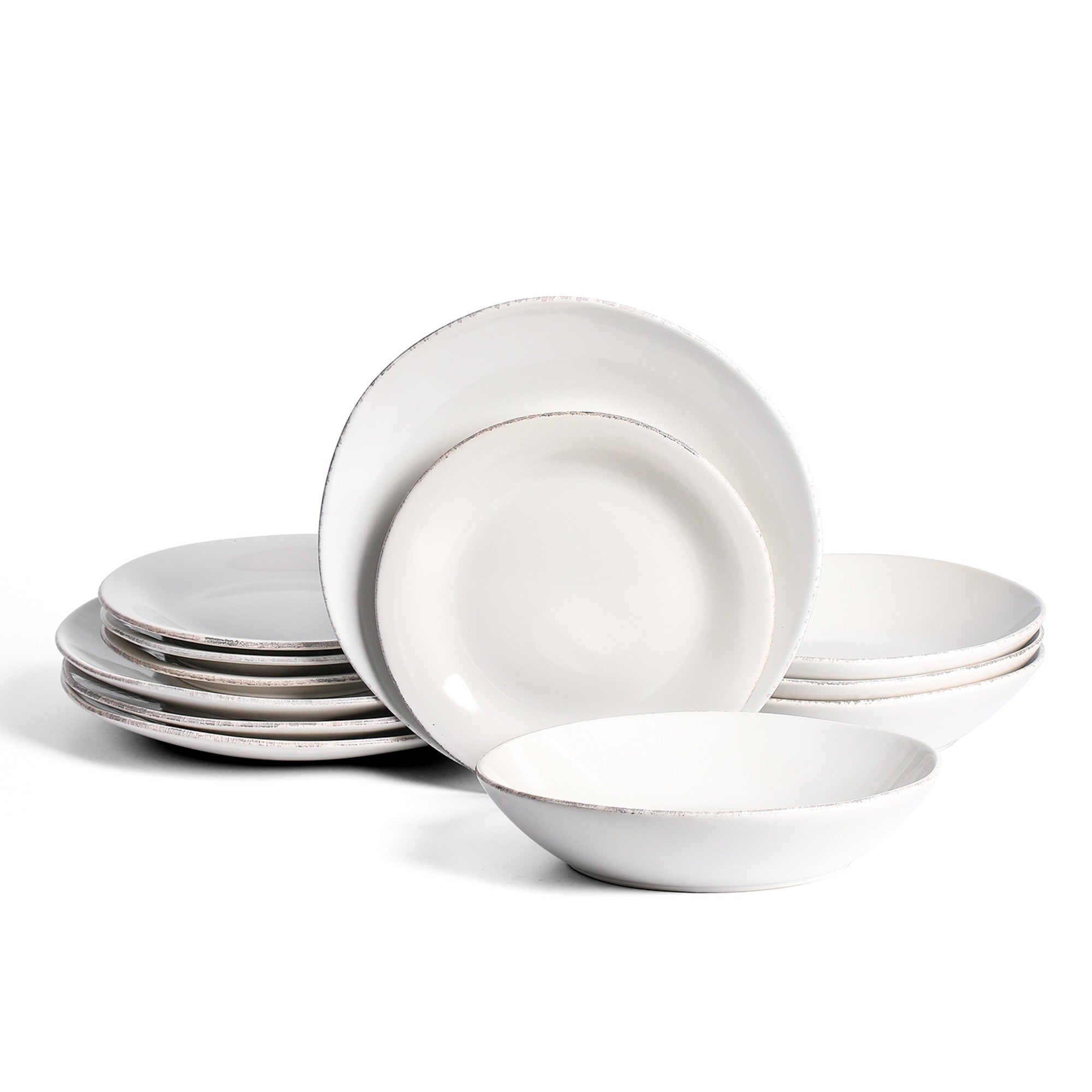 Premium White Stoneware Dinnerware Set - 16-Piece Elegant Porcelain Plates, Bowls & Mugs - Durable Dish Set for Everyday Use & Formal Dining - Perfect for Family Dinners, Restaurants & Dinner Parties