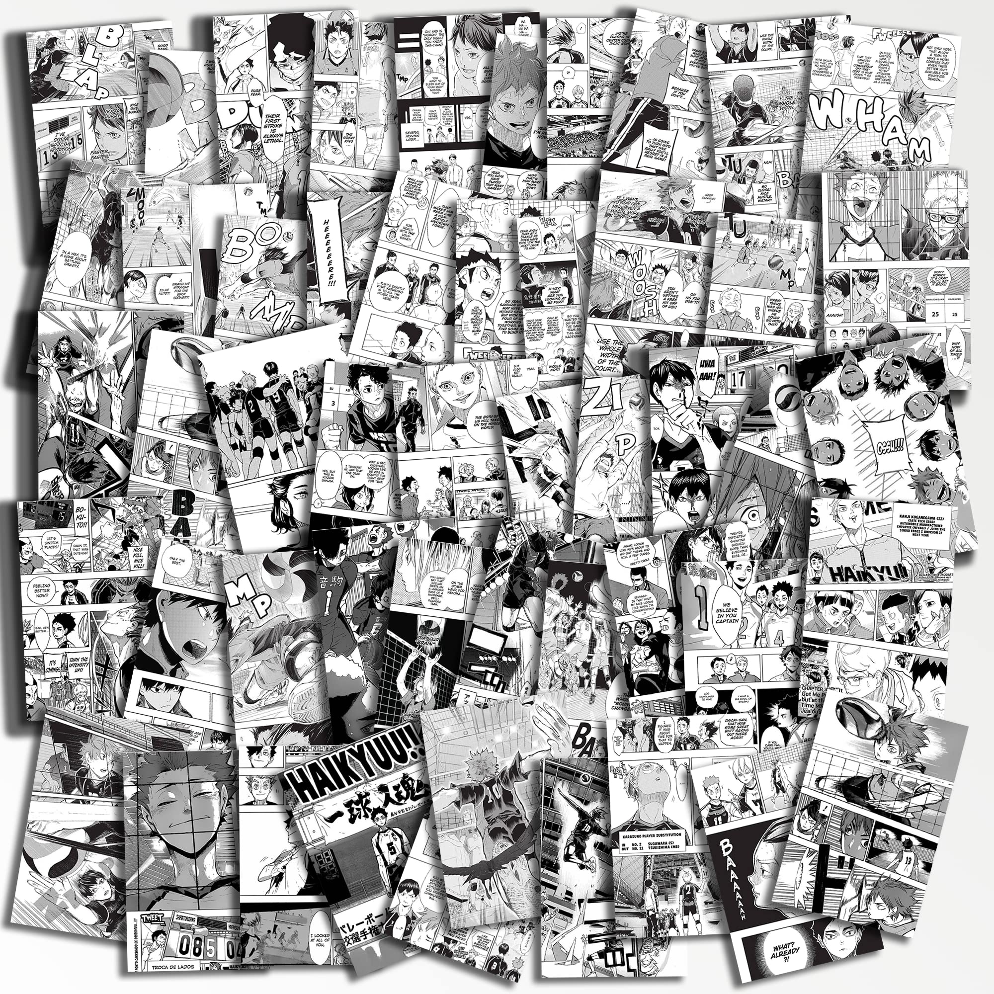 Anime Wall Art Decor Set - 144 pcs 4x6 Inch Manga Panel Posters for Bedroom, Dorm & Teen Room (Haikyuu Theme) - Perfect for Anime Lovers, Wall Collage Kits & Aesthetic Room Decor