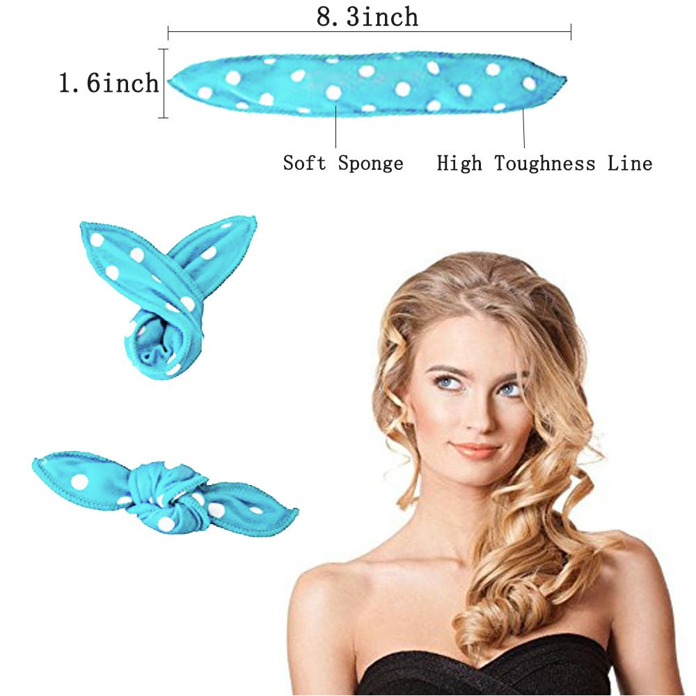 Foam Hair Curlers for Women - No Heat Soft Sponge Rollers for Long, Short, Thick & Thin Hair - Pillow Cloth Hair Rollers for Overnight Curls & Natural Waves - Perfect for Sleeping, Home Styling & Salon Looks (Blue)