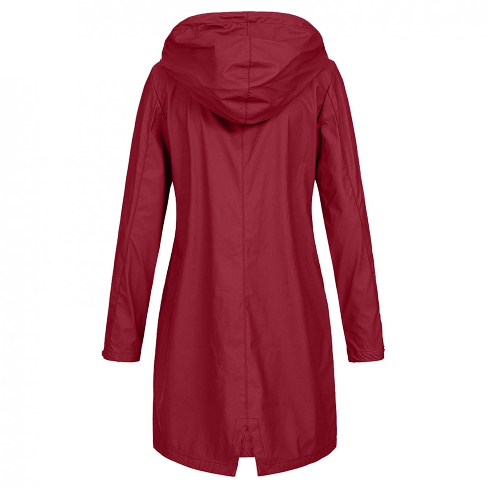 Waterproof Windproof Rain Jacket for Women - Long Hooded Trench Coat with Solid Hood - Outdoor Windbreaker Overcoat for Hiking, Camping & Rainy Day Commutes