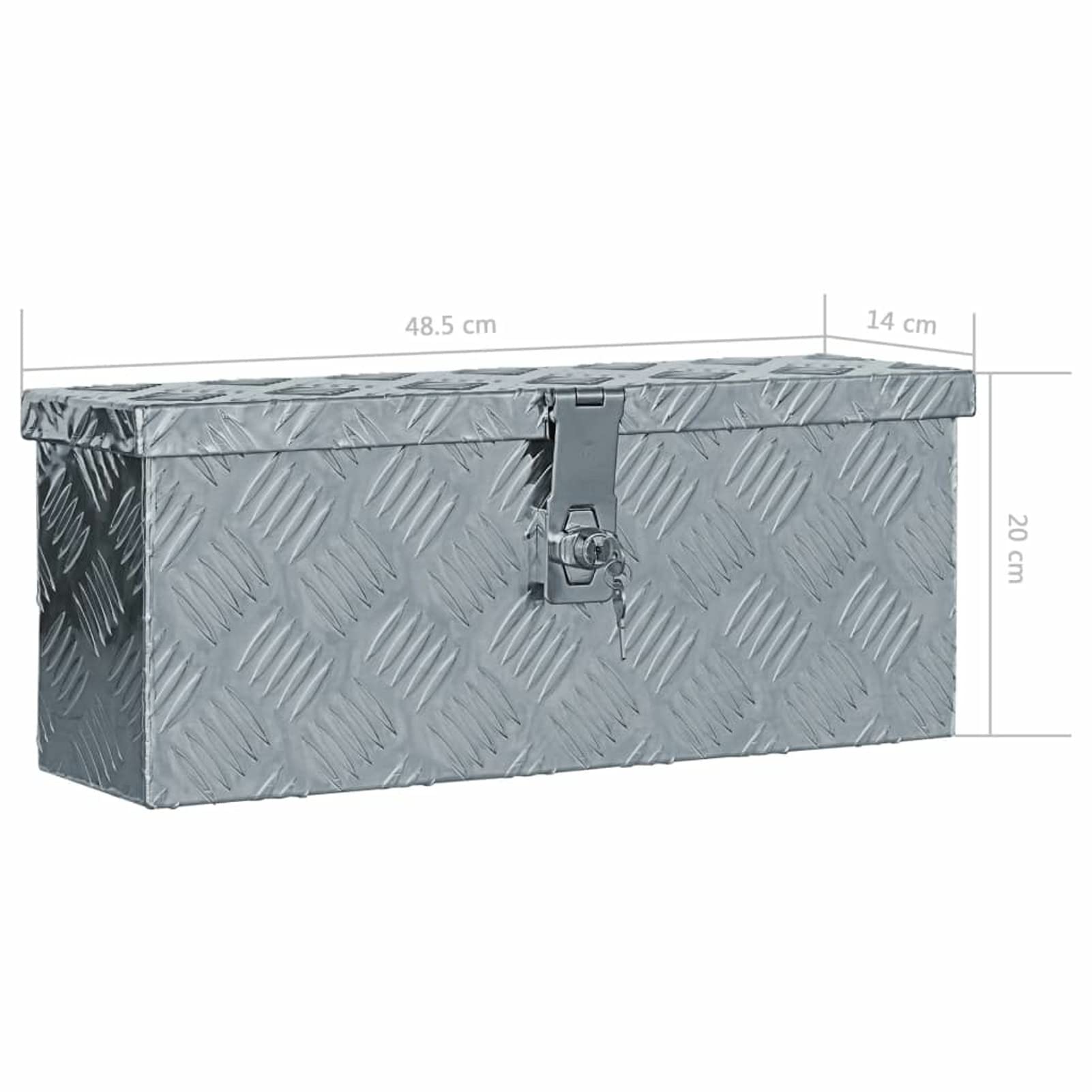 Shubiao Aluminum Diamond Plate Tool Box - 19.1x5.5x7.9 Inch Waterproof Truck Bed Storage Chest for Pickup Trucks | Durable Under Truck Storage Organizer for Tools, Equipment & Outdoor Gear (Silver)